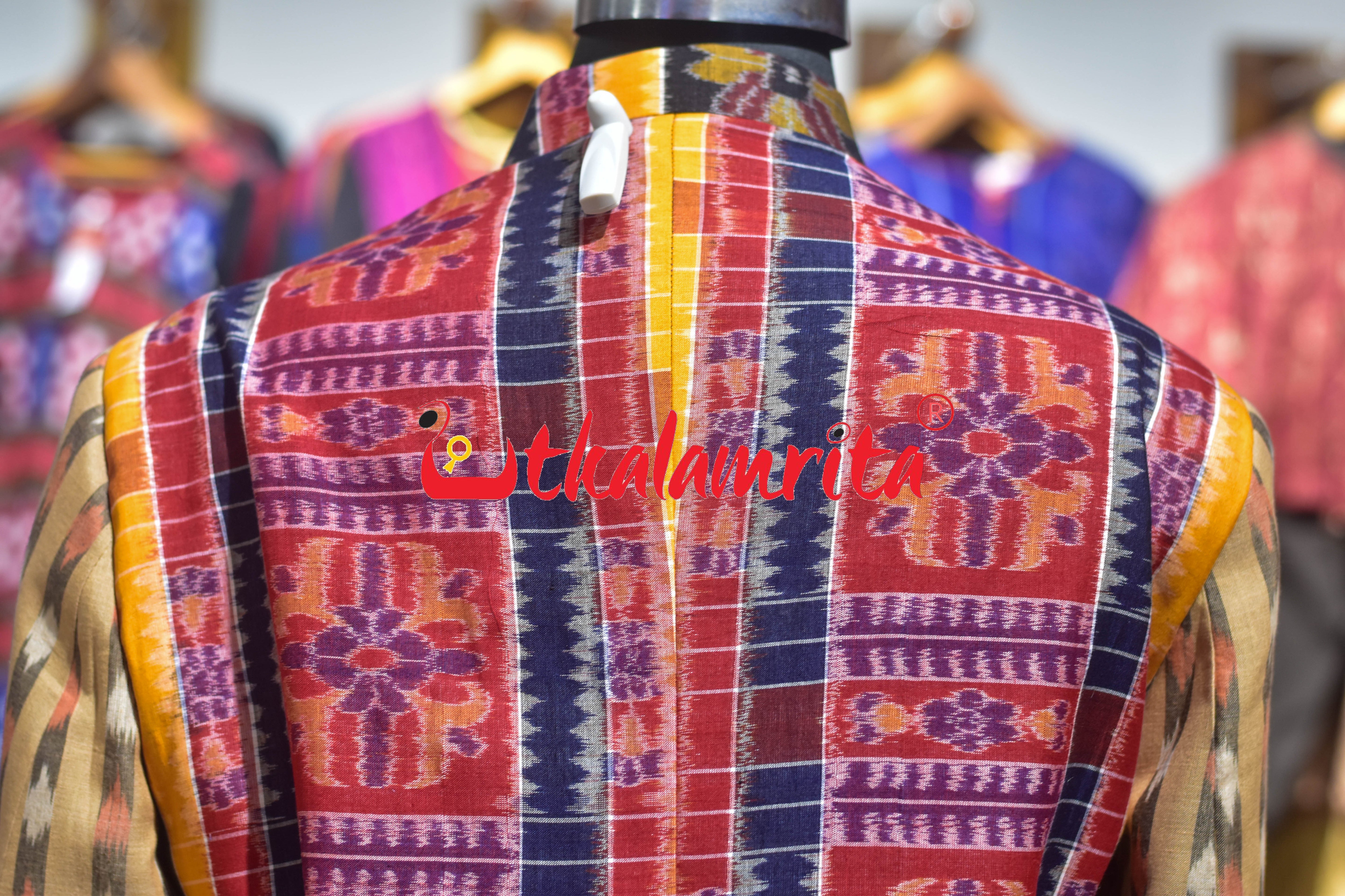 Red Yellow Utkala Lakhmi with Matha Designer (Ladies' Blazer)