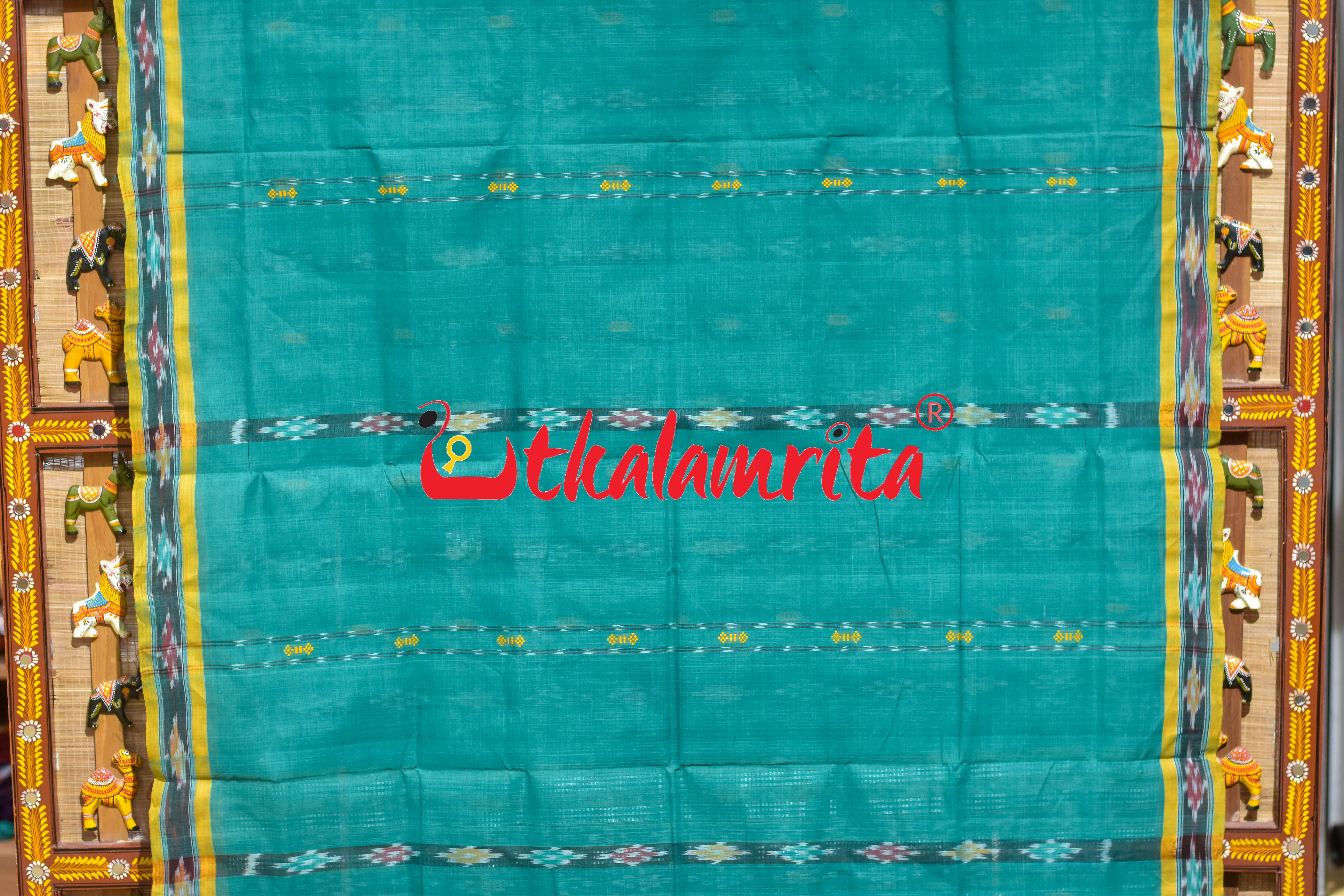 Green Double Diamond Buti Pittala Single Cotton Saree