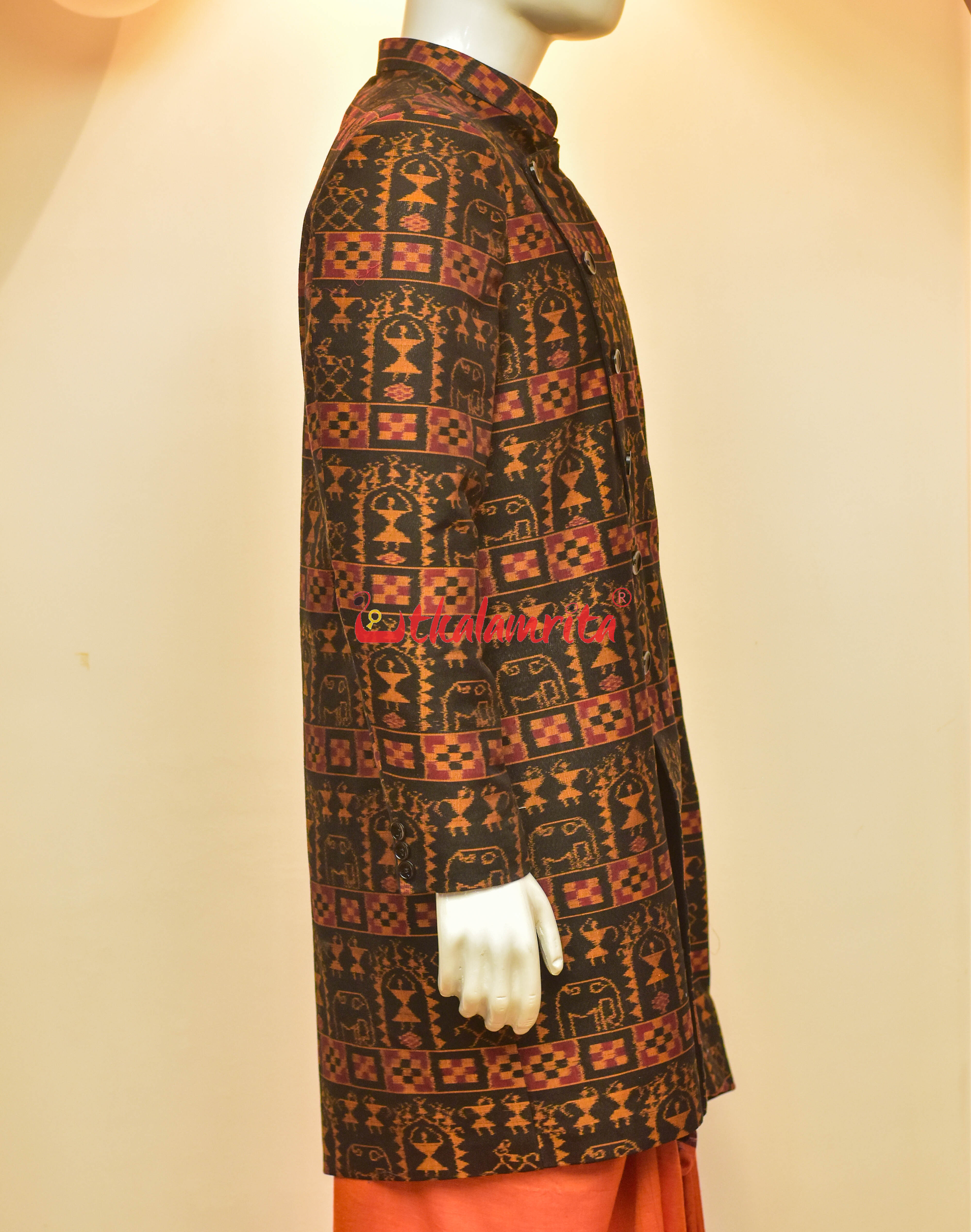 Black Golden Window Tribals Cotton (Sherwani)