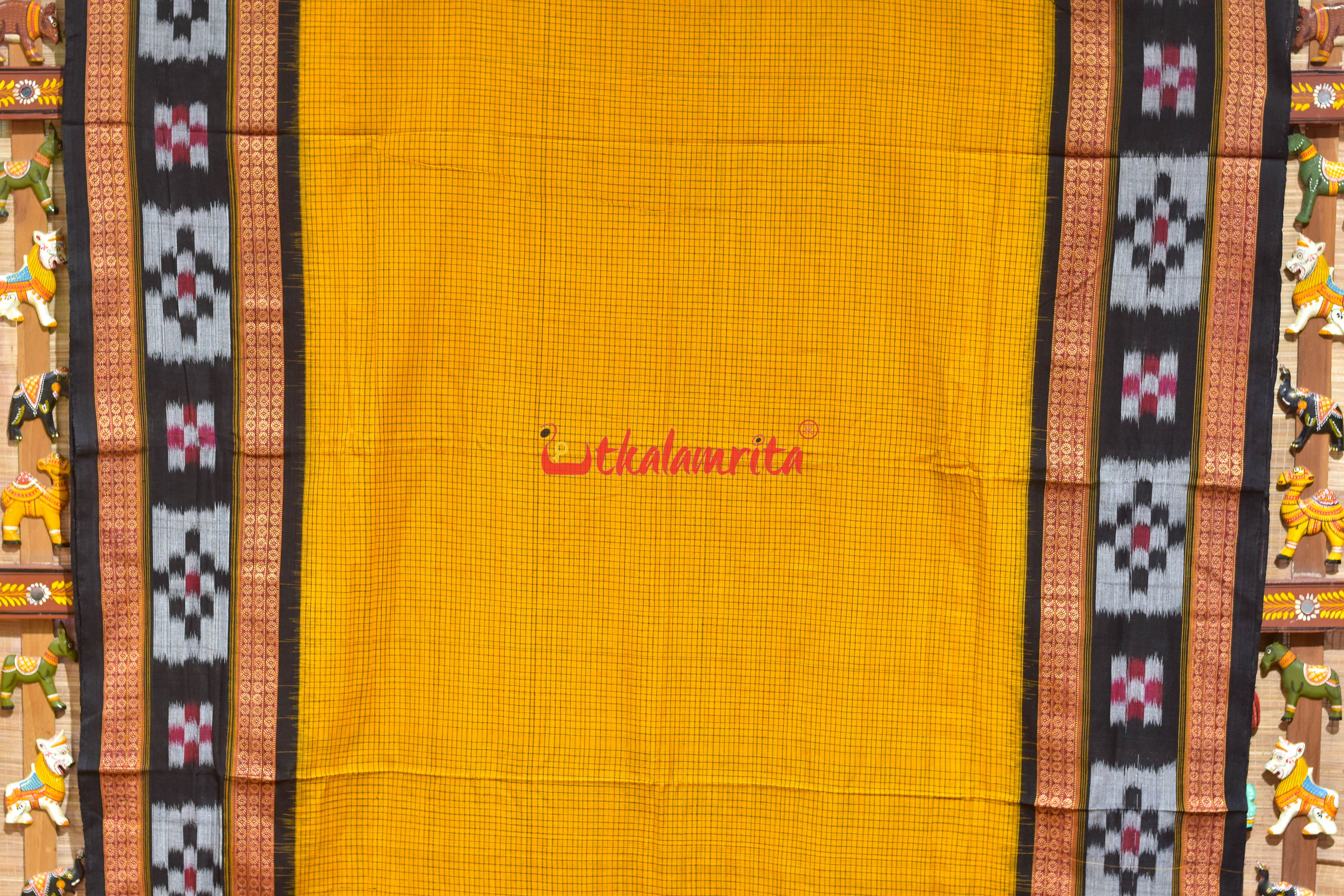 Yellow Big Border Pasapali Sachipar Cotton Saree