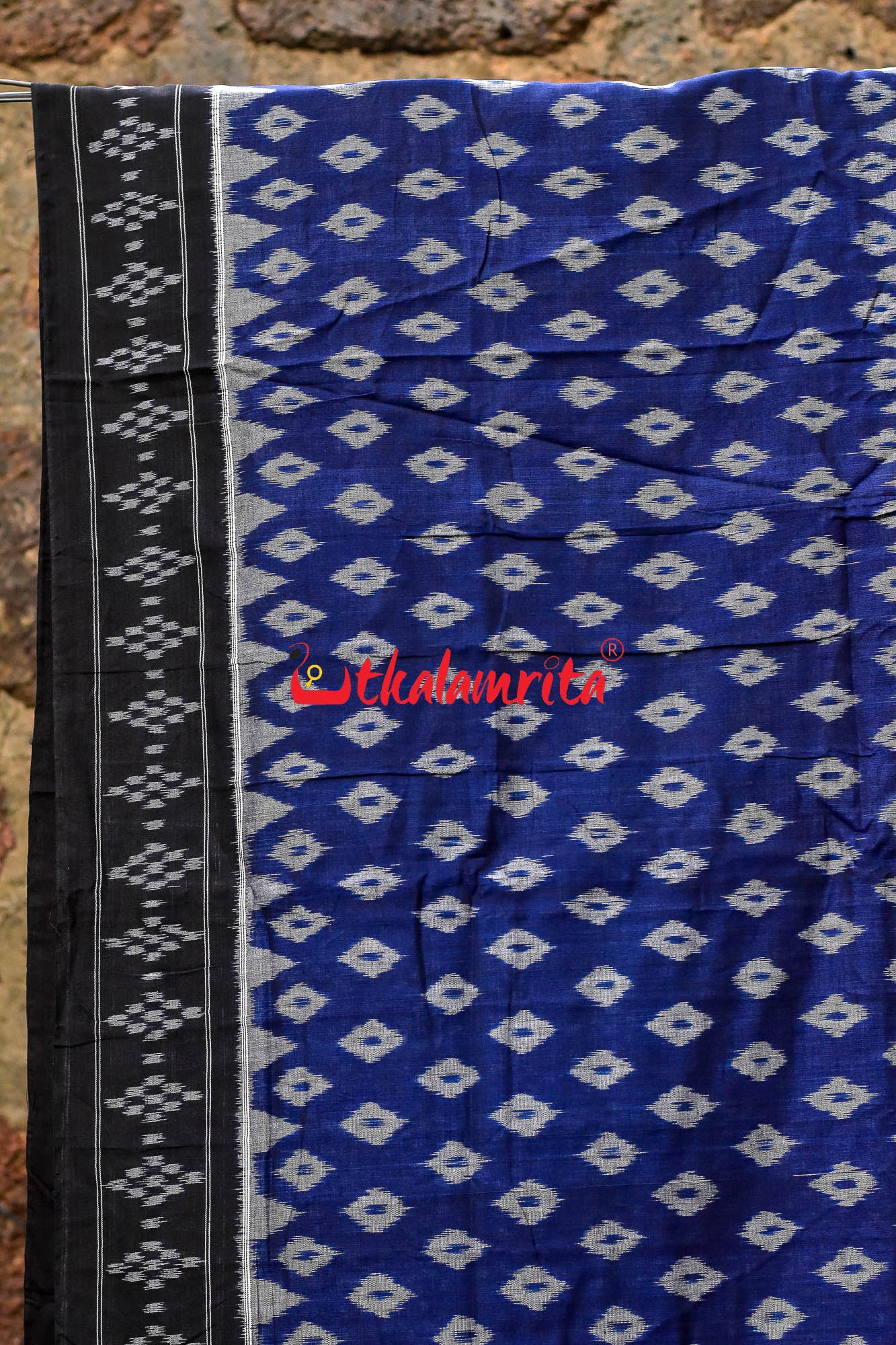 Half Half Maroon Blue Khandua Cotton Saree
