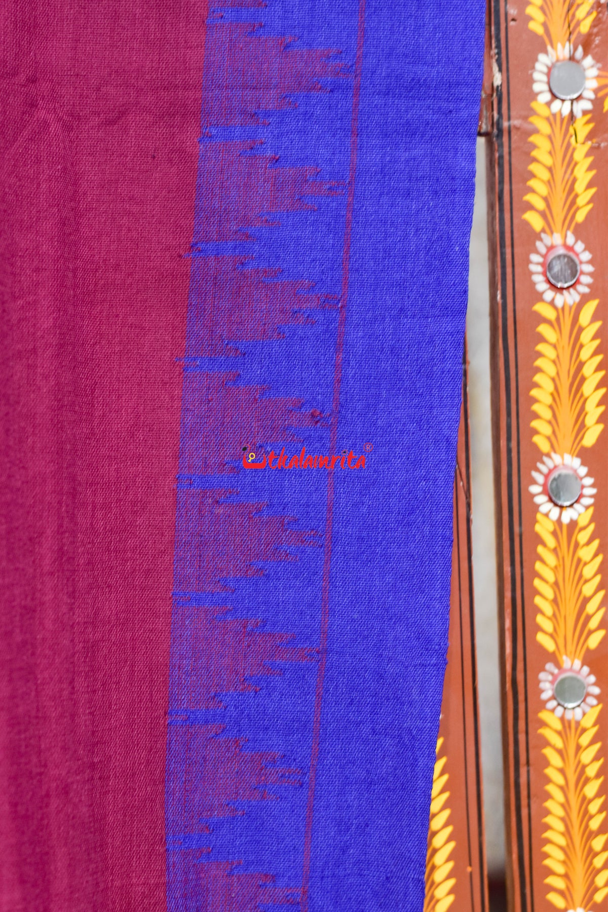 Maroon Blue Arrow Buti Kotpad (Dupatta)