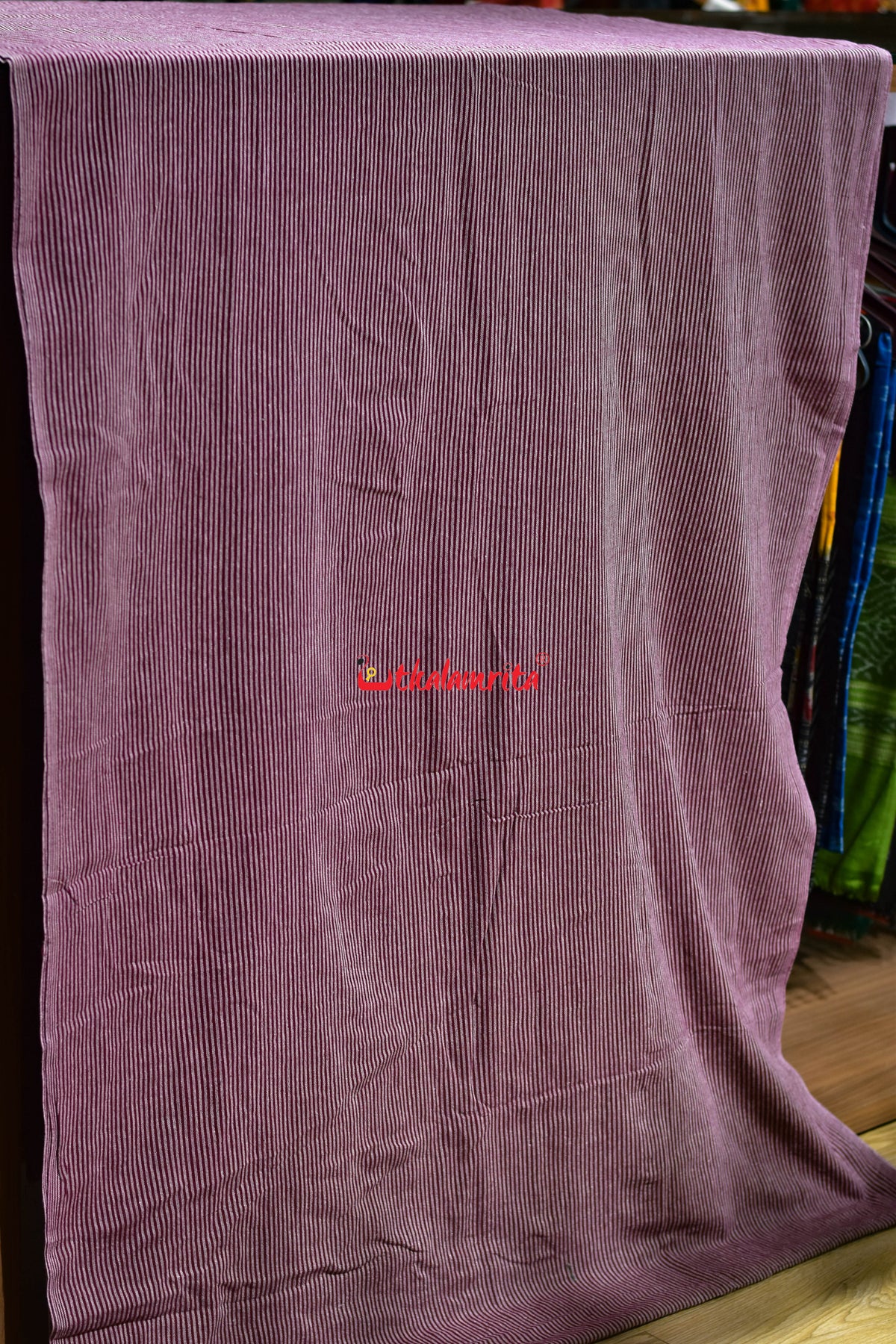 Maroon White Plain Stripes Kotpad (Fabric)