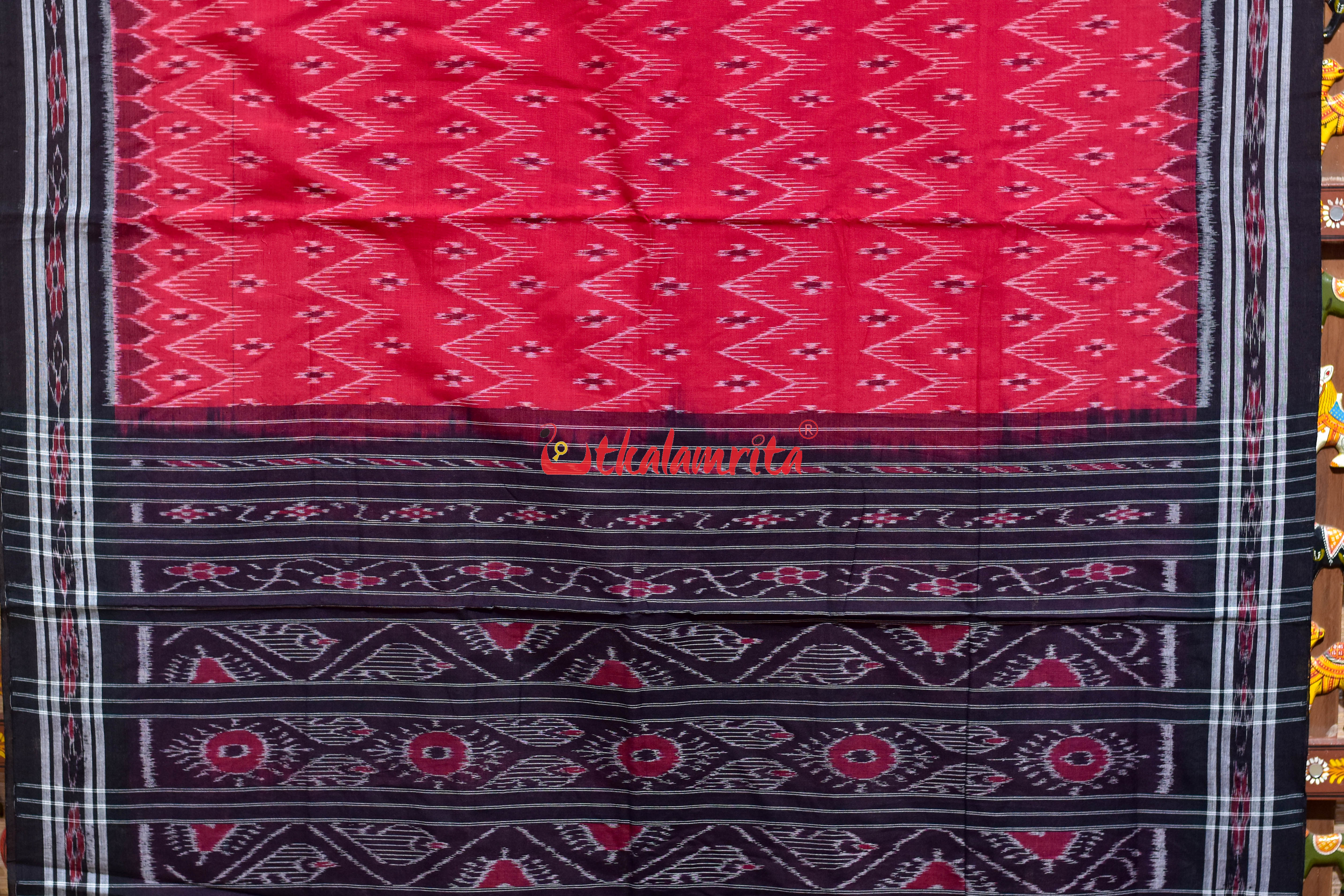 Red Taranga Khandua Cotton Saree