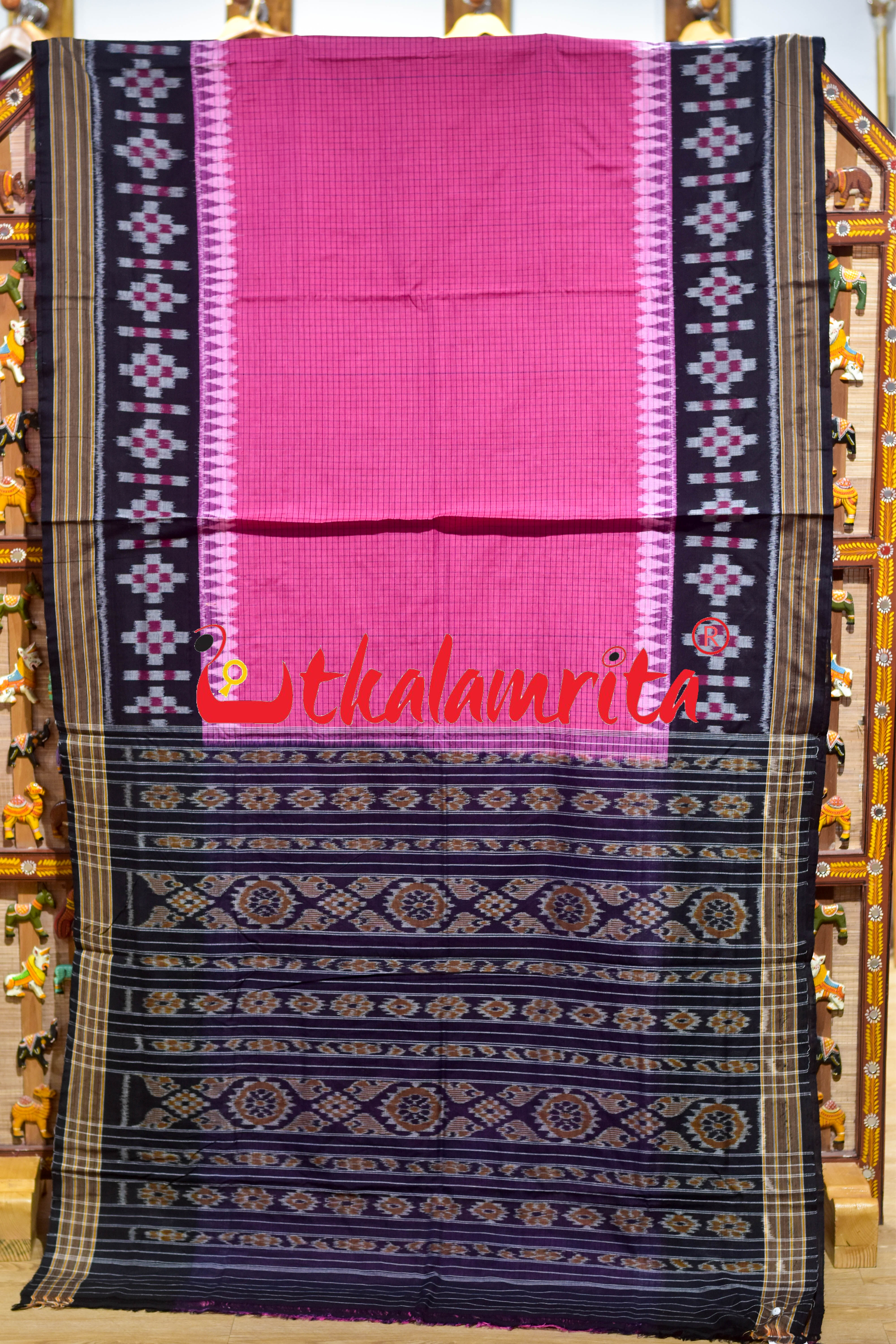 Pink Sachipar Pasapali Scot Khandua Cotton Saree