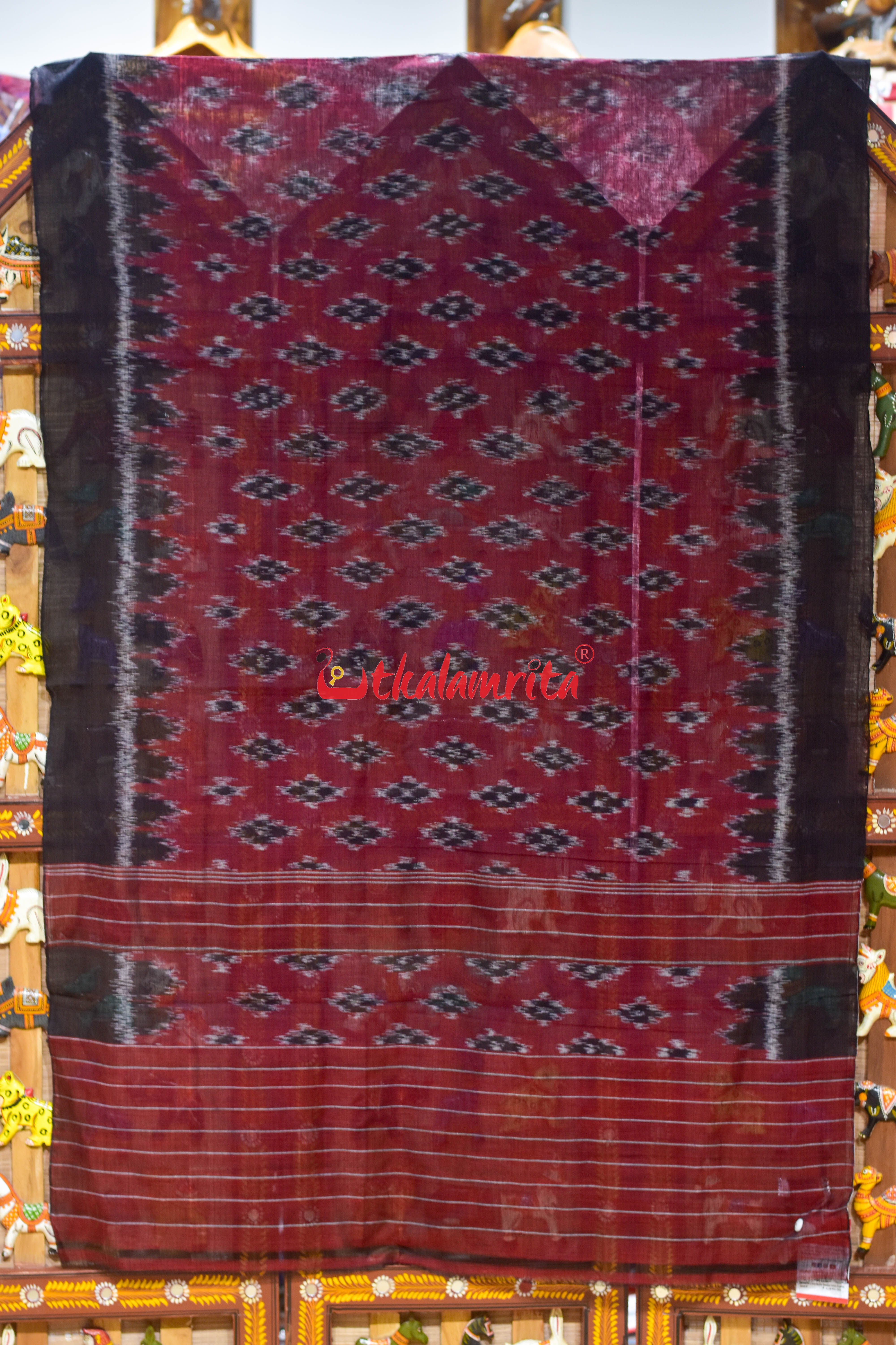 Maroon Black Body Bandha Khandua Cotton (Dupatta)