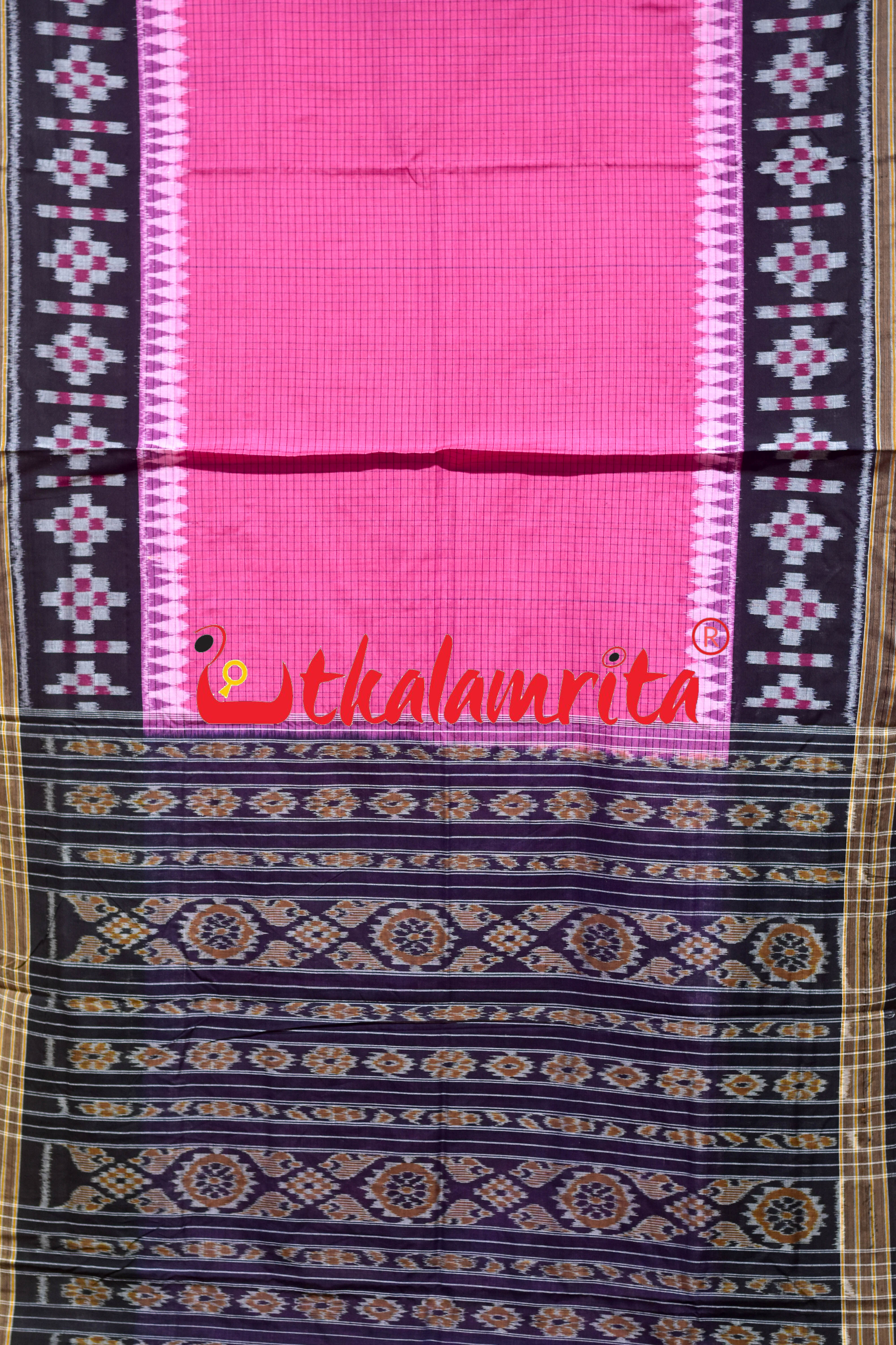 Pink Sachipar Pasapali Scot Khandua Cotton Saree