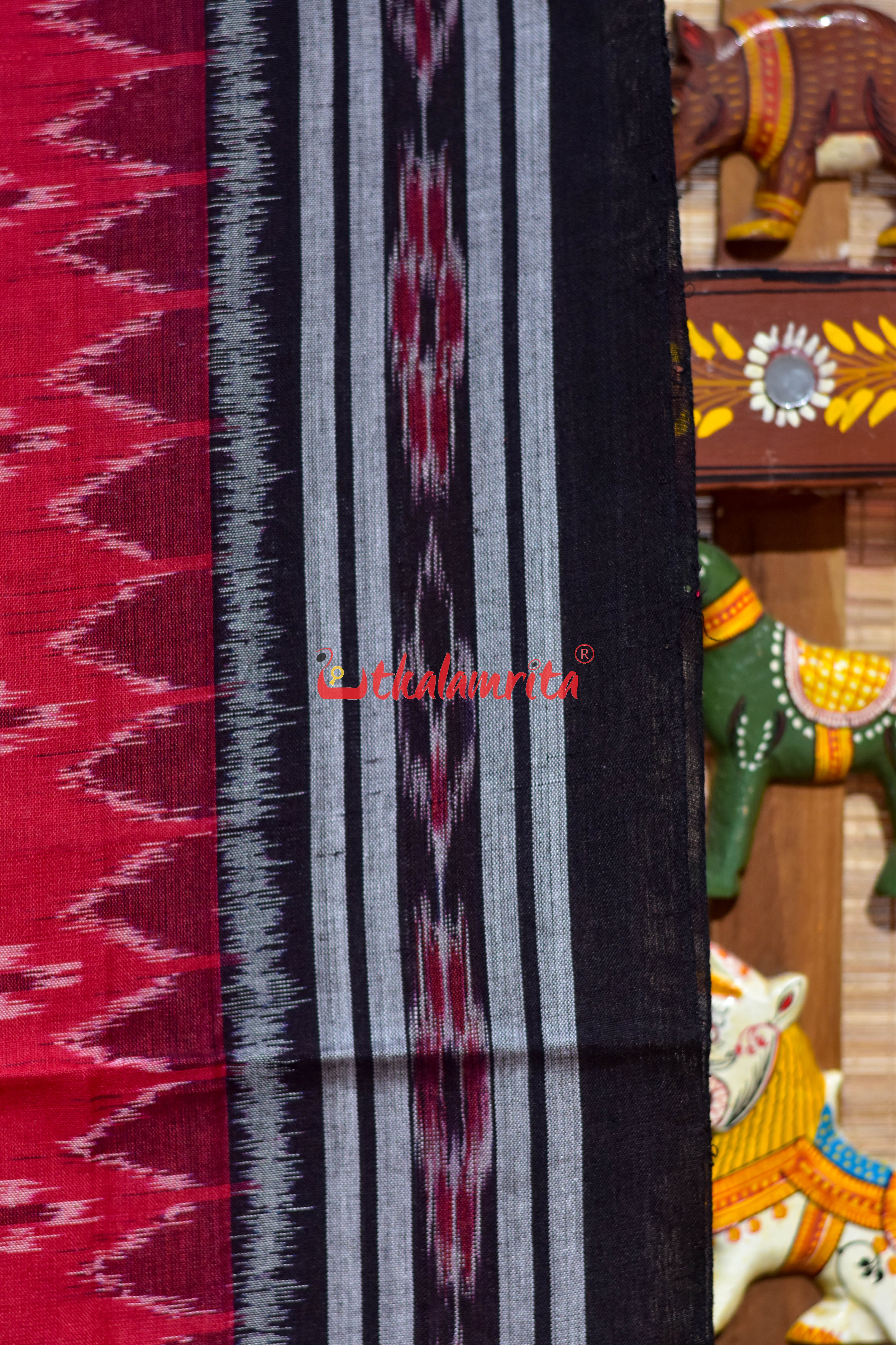 Red Taranga Khandua Cotton Saree
