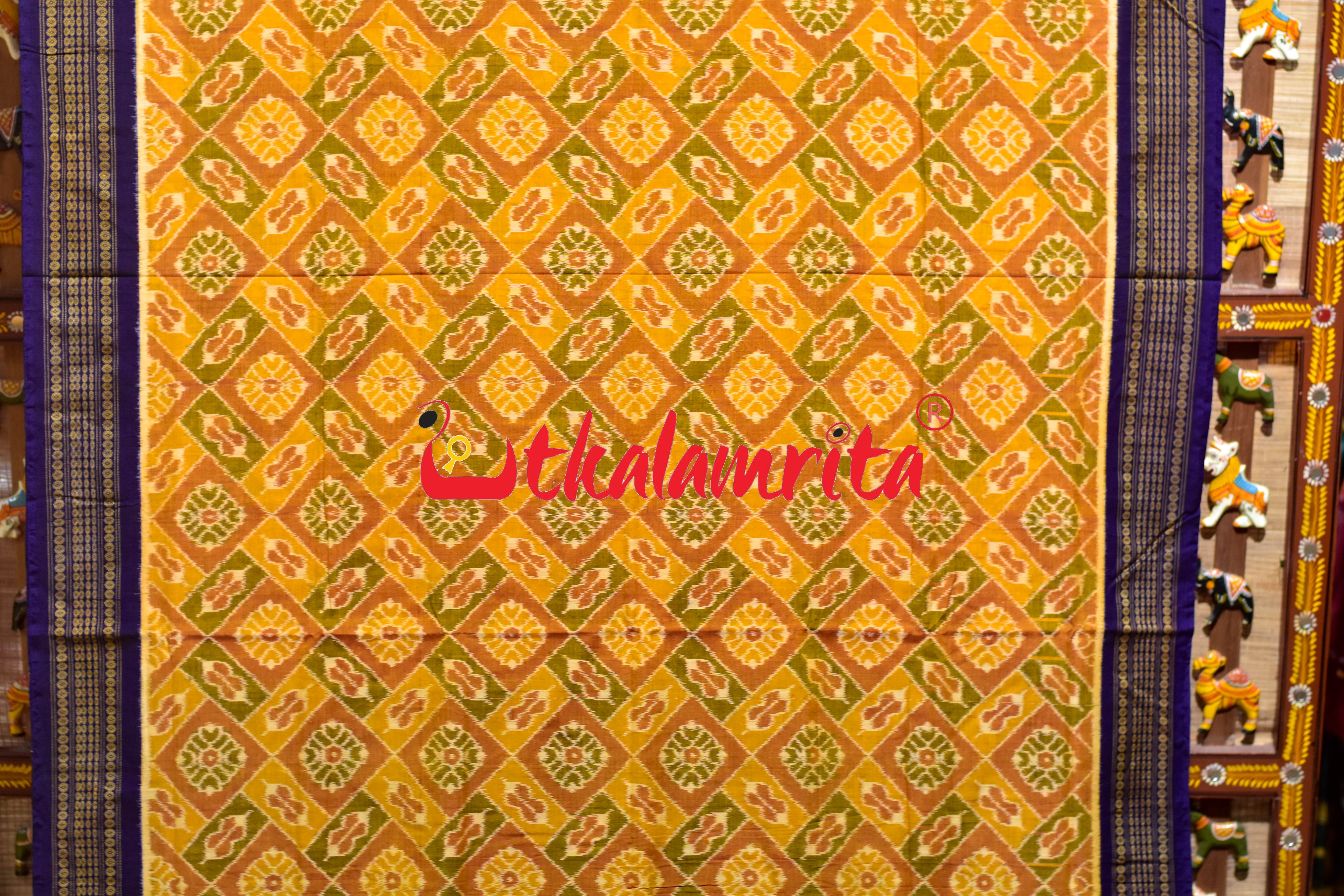 Mustard Flower Body Bandha Sambalpuri Cotton Saree