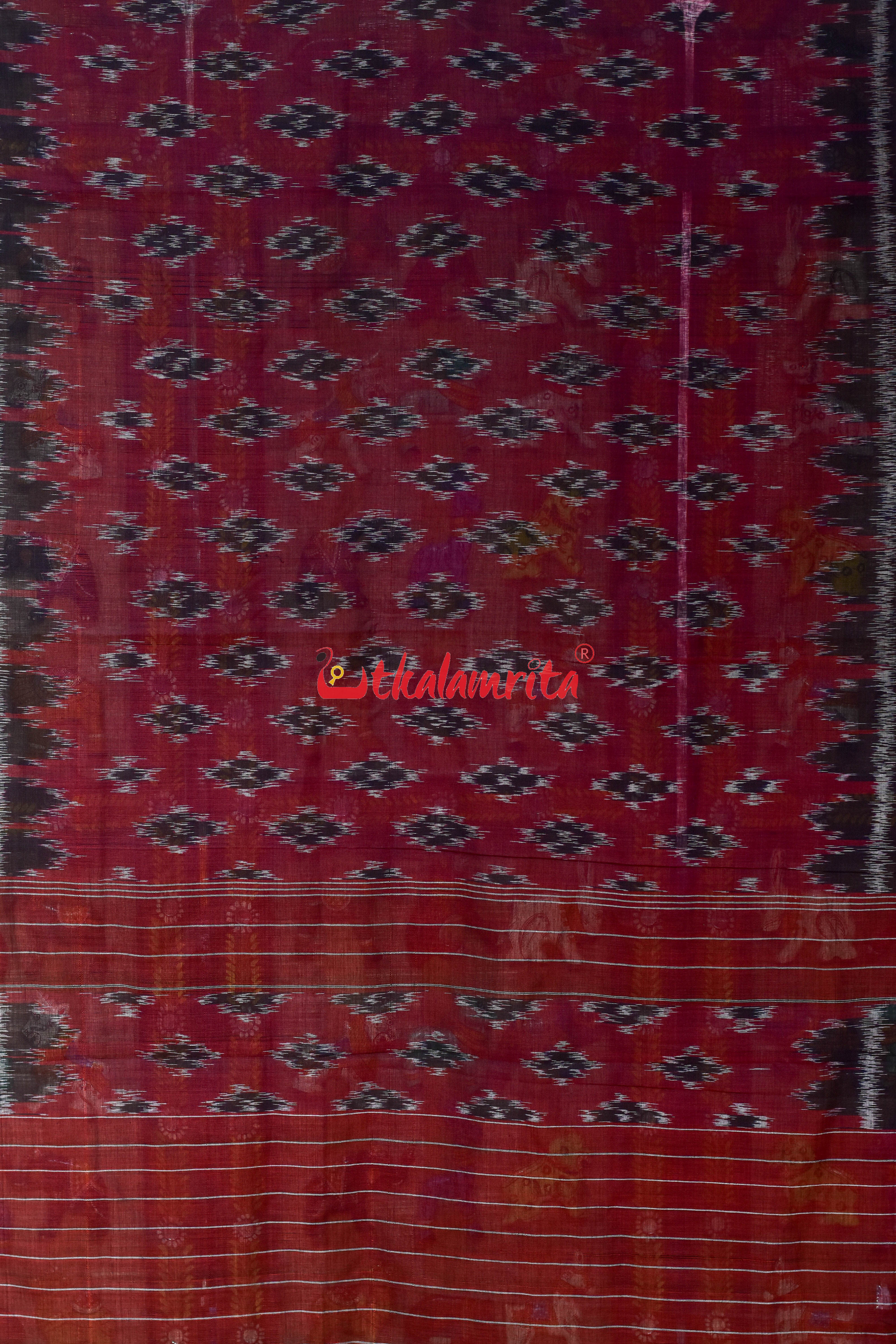 Maroon Black Body Bandha Khandua Cotton (Dupatta)