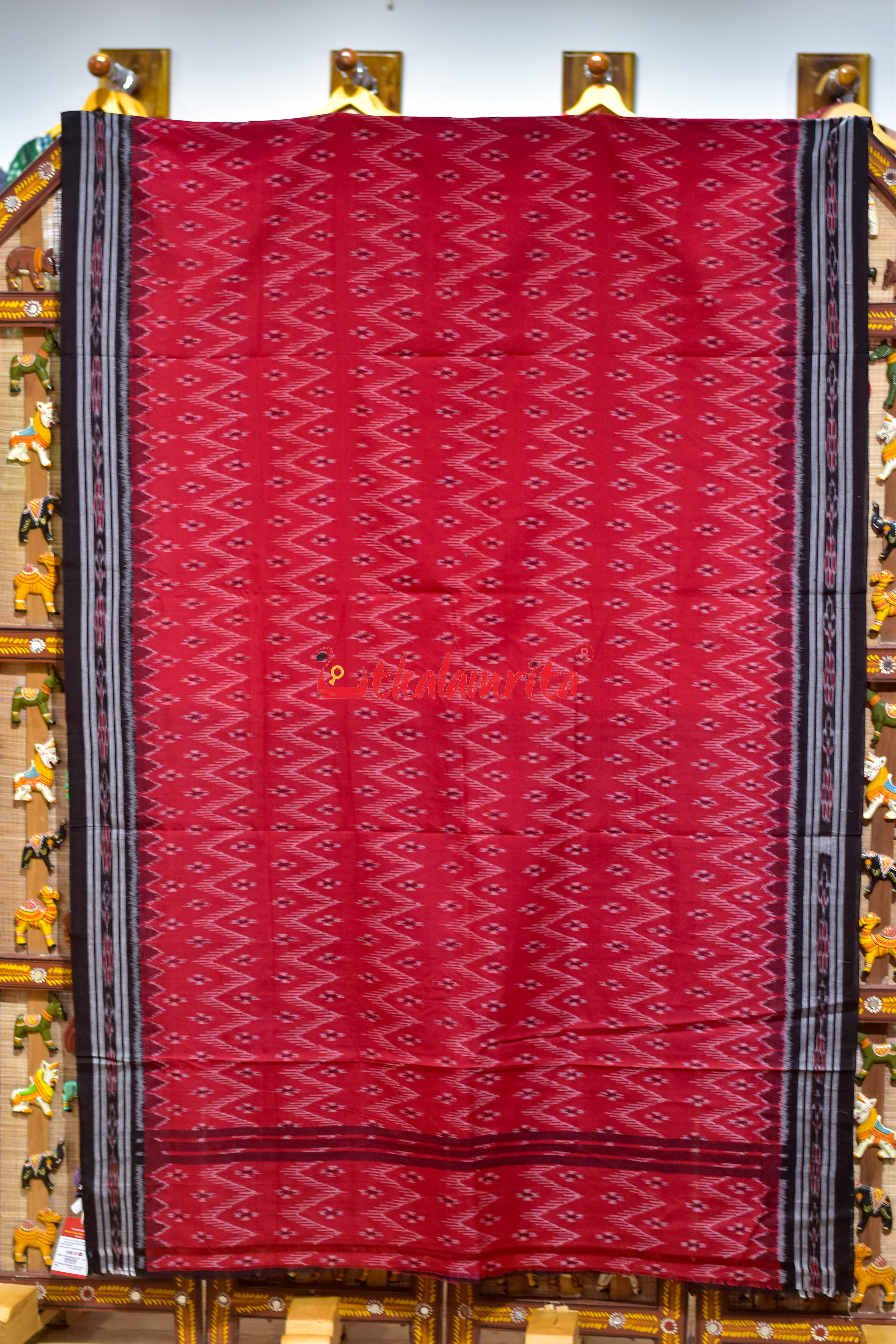 Red Taranga Khandua Cotton Saree