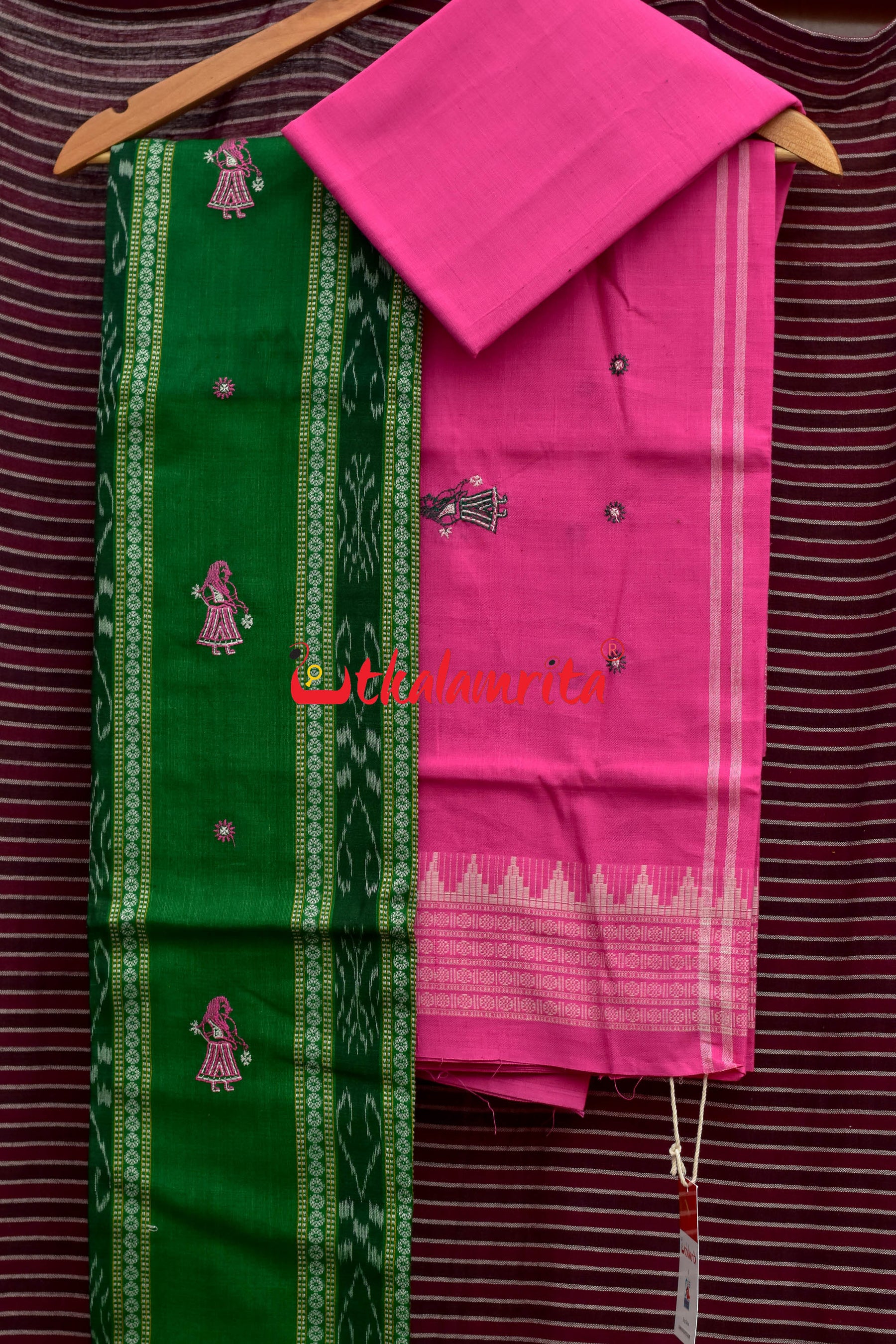 Green Pink Doll Bomkai Dress Set