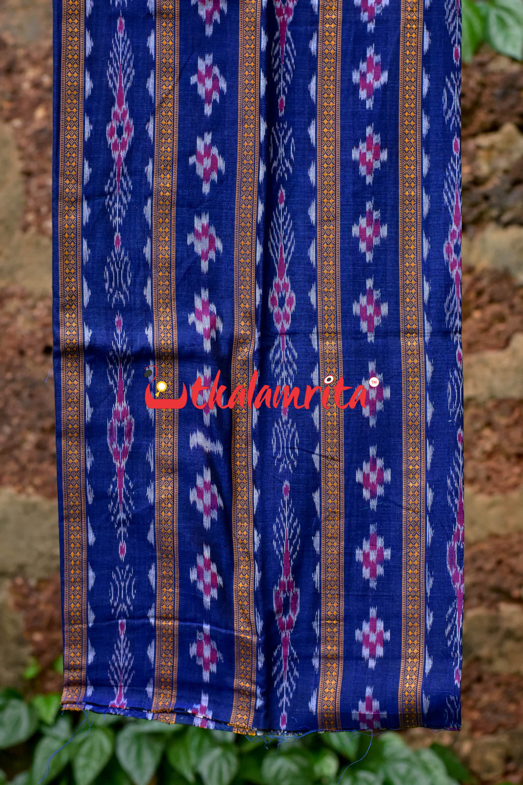 Navy Blue Red Pasapali Long Flower Bandha Dress Set