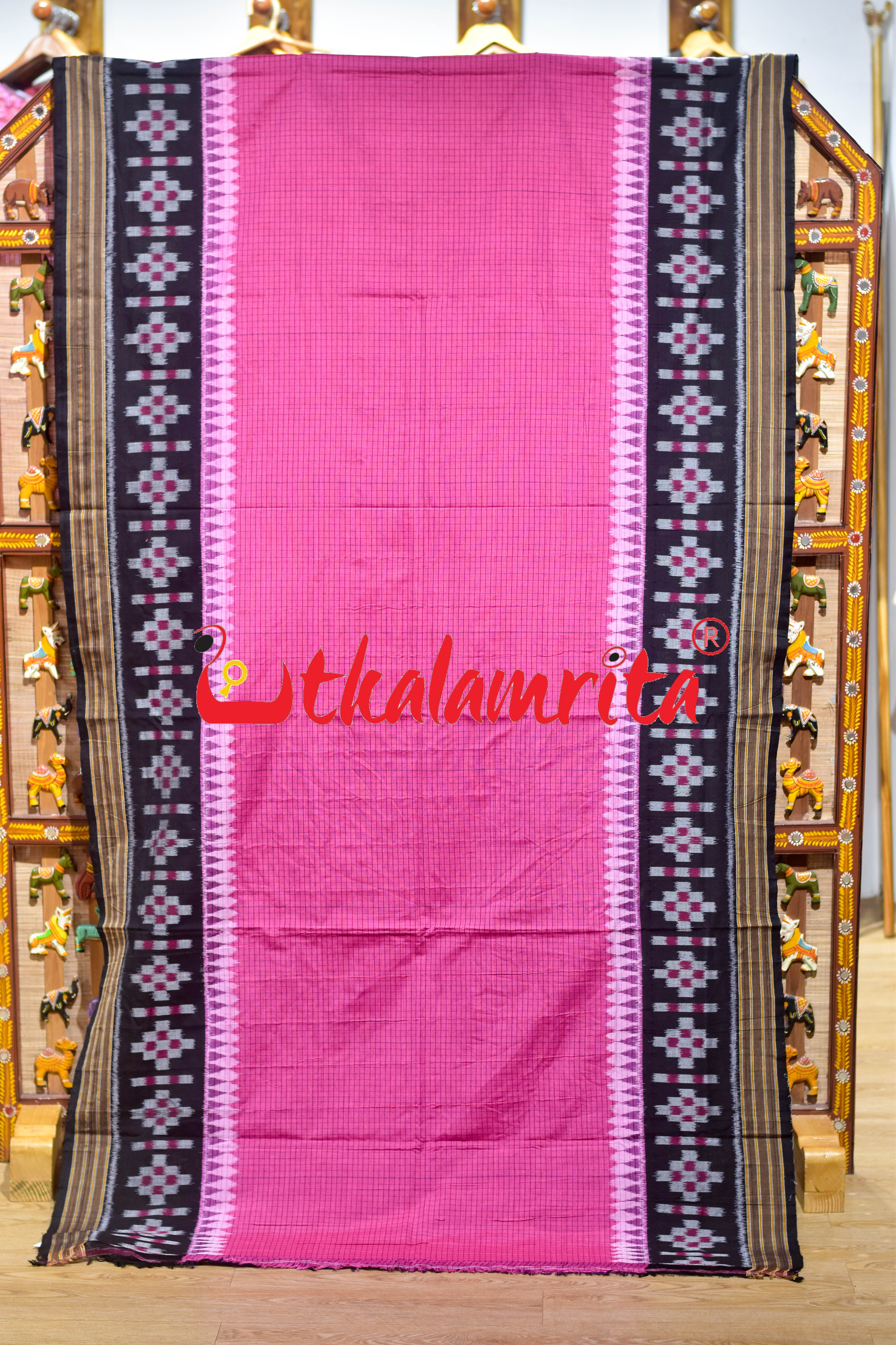 Pink Sachipar Pasapali Scot Khandua Cotton Saree