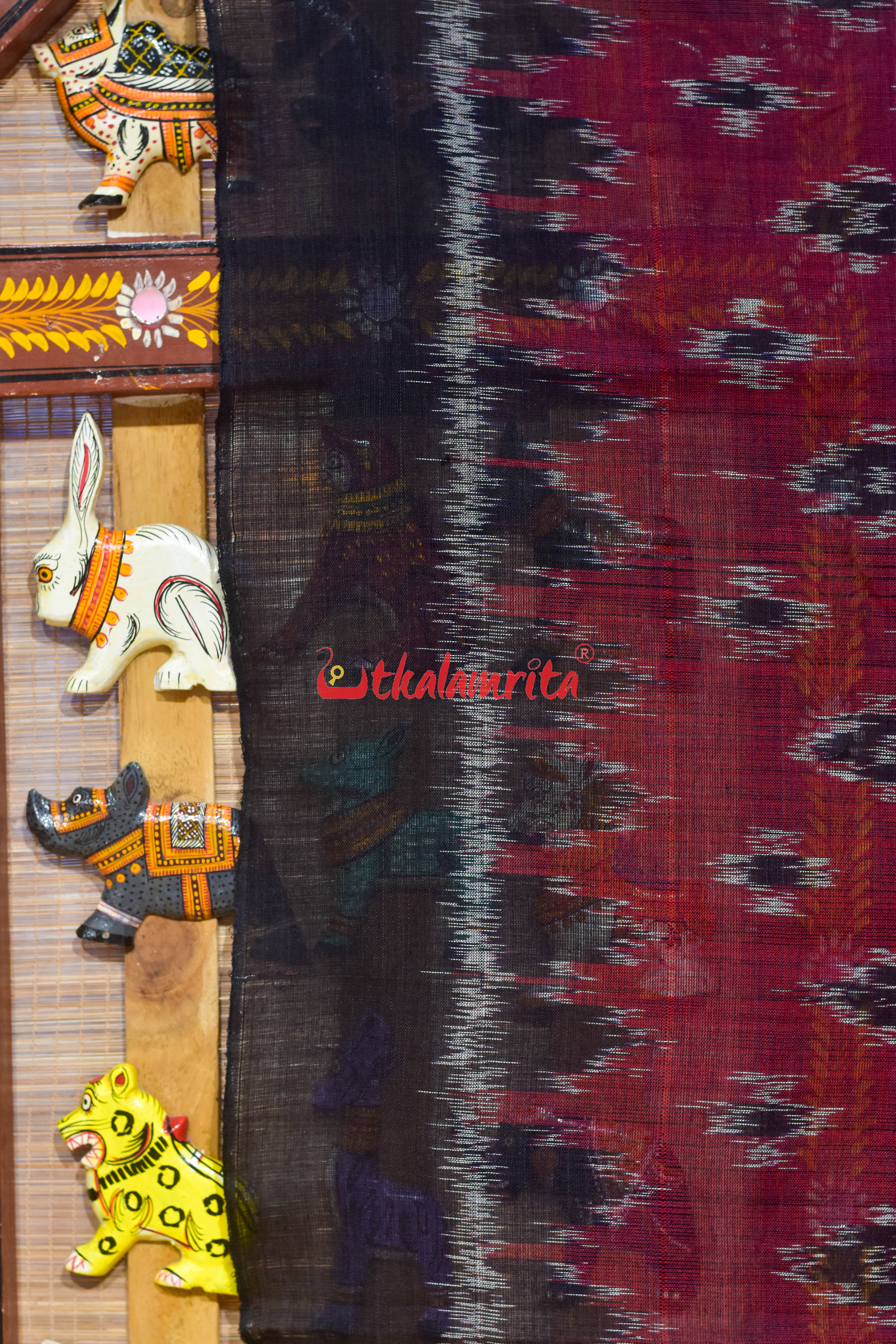 Maroon Black Body Bandha Khandua Cotton (Dupatta)
