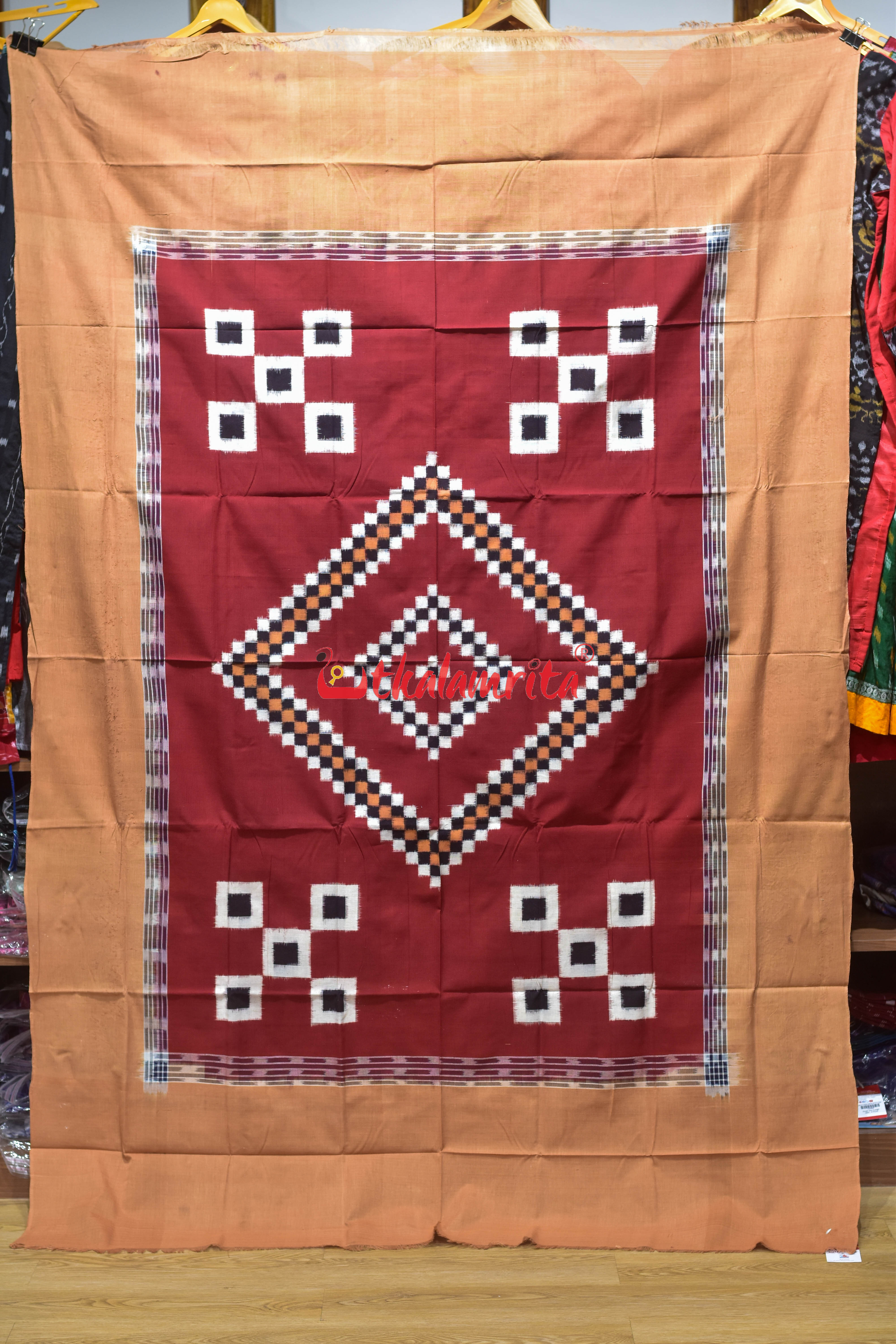 Maroon Cream Line Pasapali Cotton (Single Bedsheet)