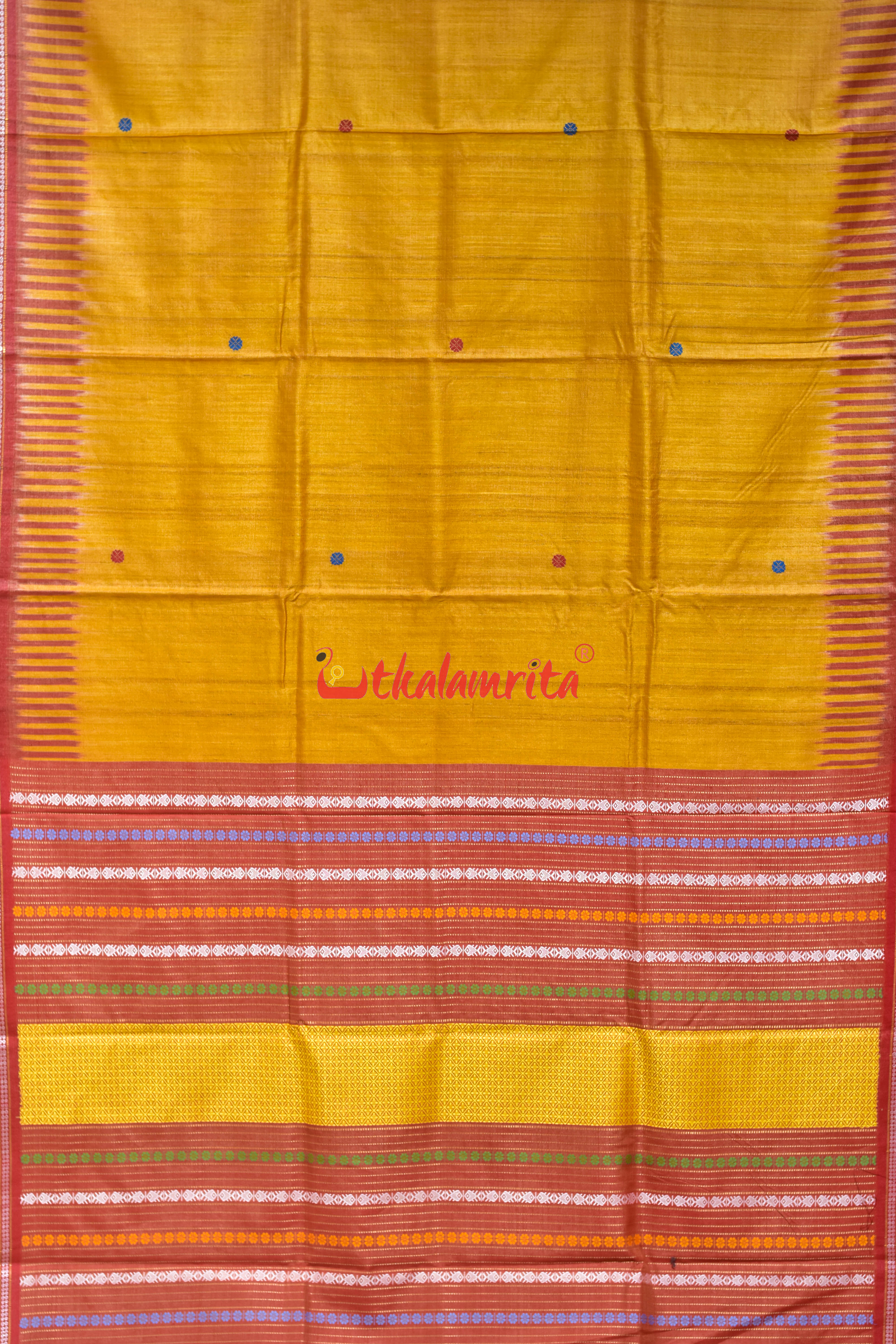 Golden Red Kathifera Gopalpur Tussar Silk Saree