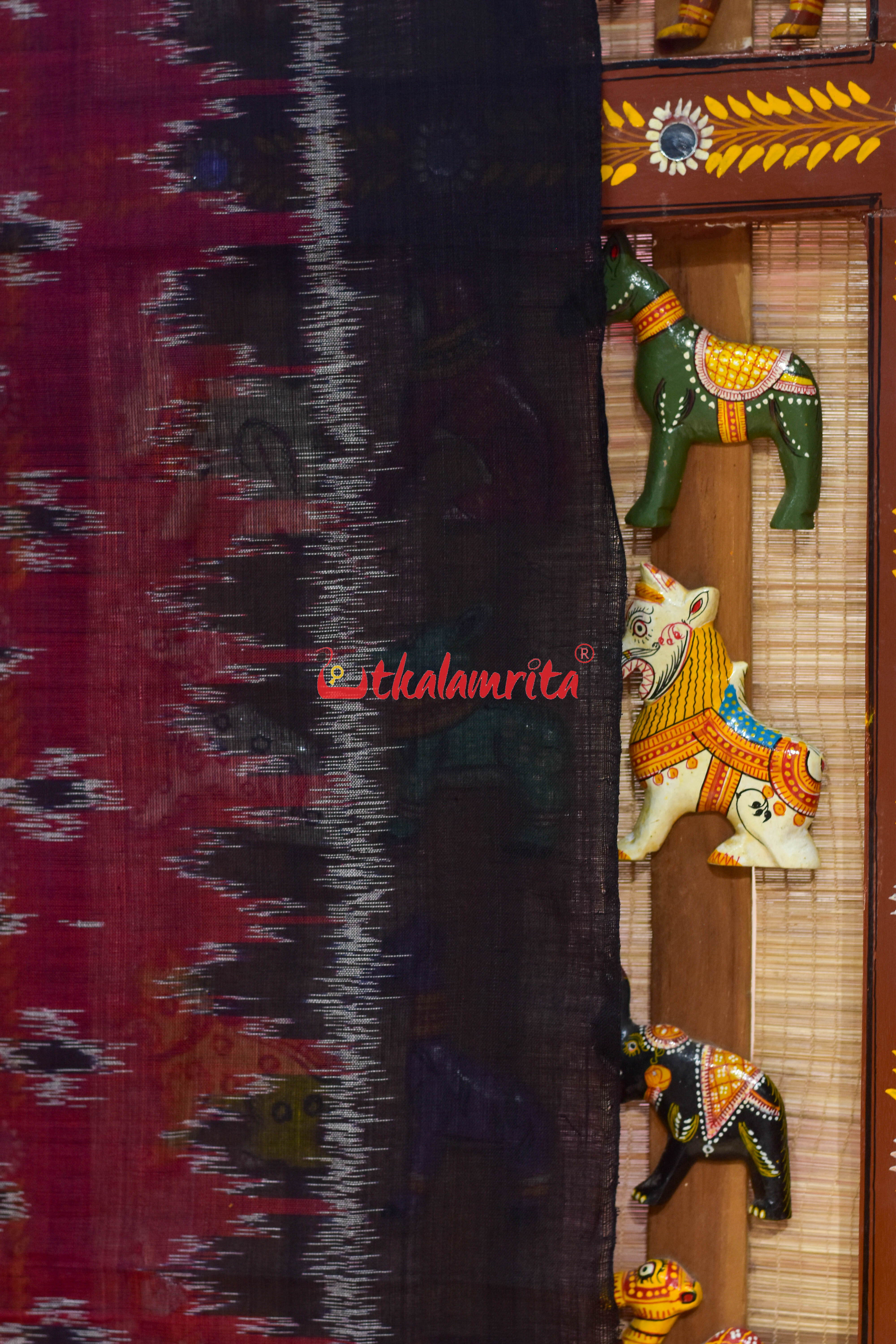 Maroon Black Body Bandha Khandua Cotton (Dupatta)