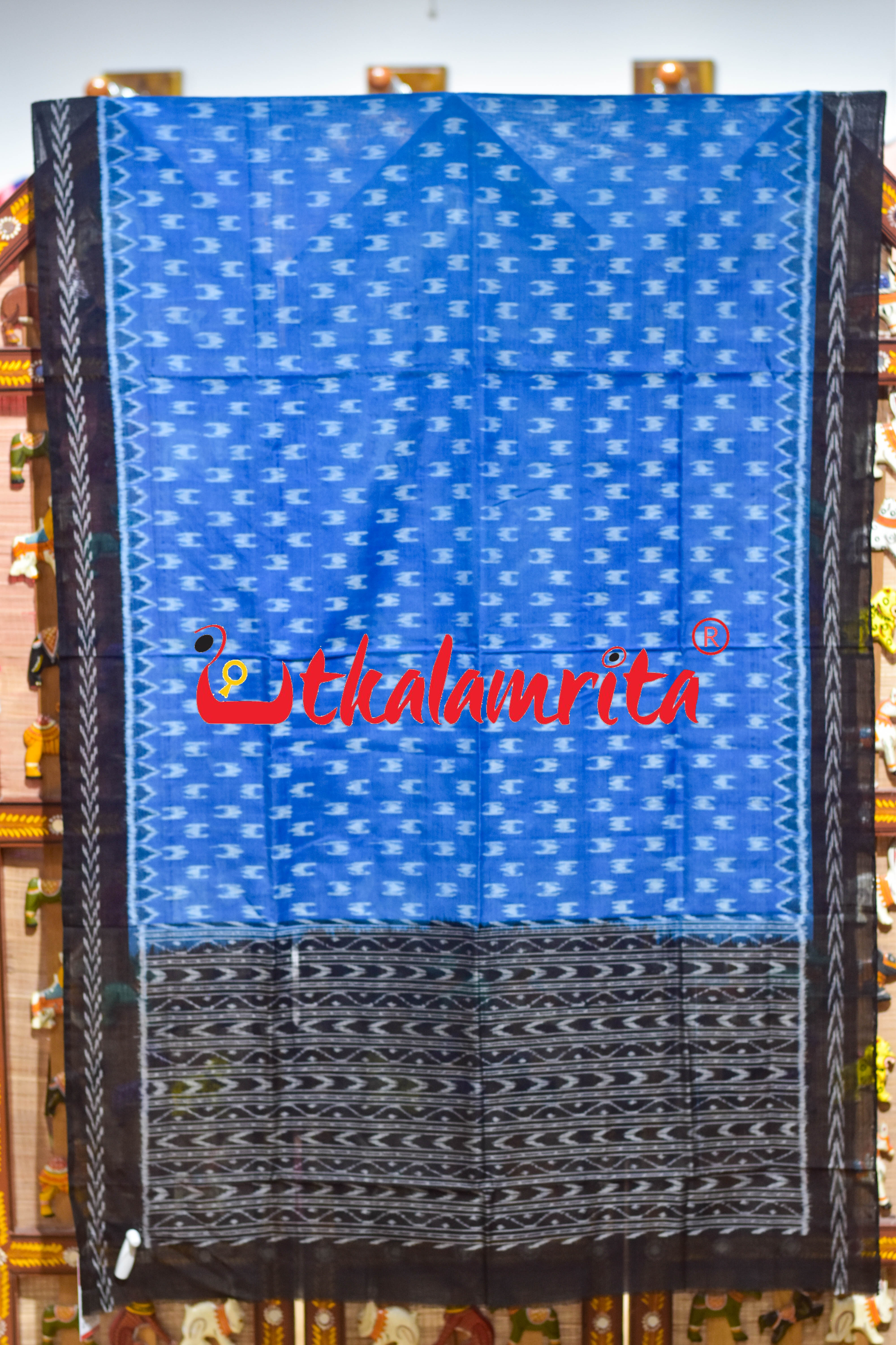 Blue Black Dhanpatri Border Sambalpuri (Dupatta)
