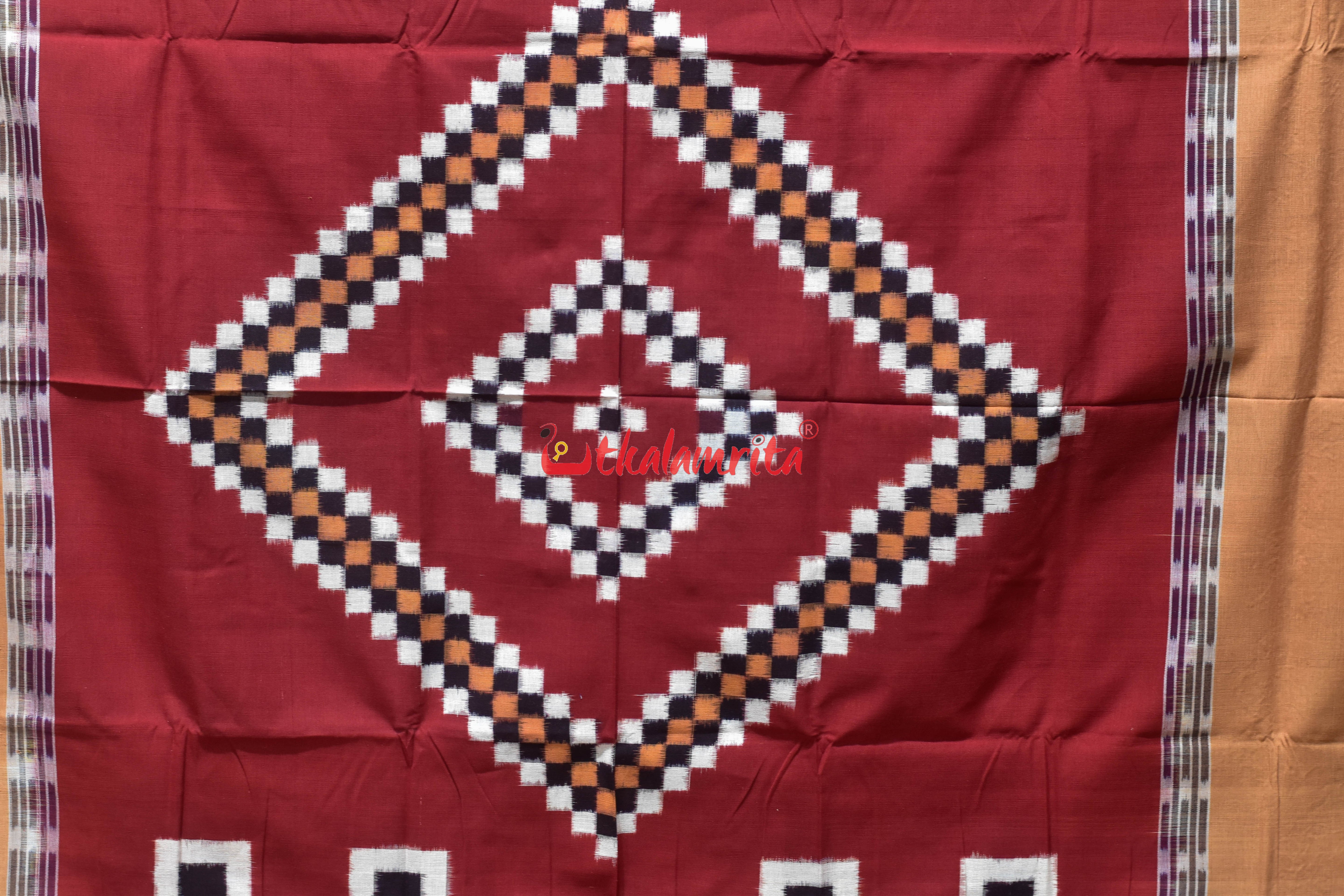 Maroon Cream Line Pasapali Cotton (Single Bedsheet)