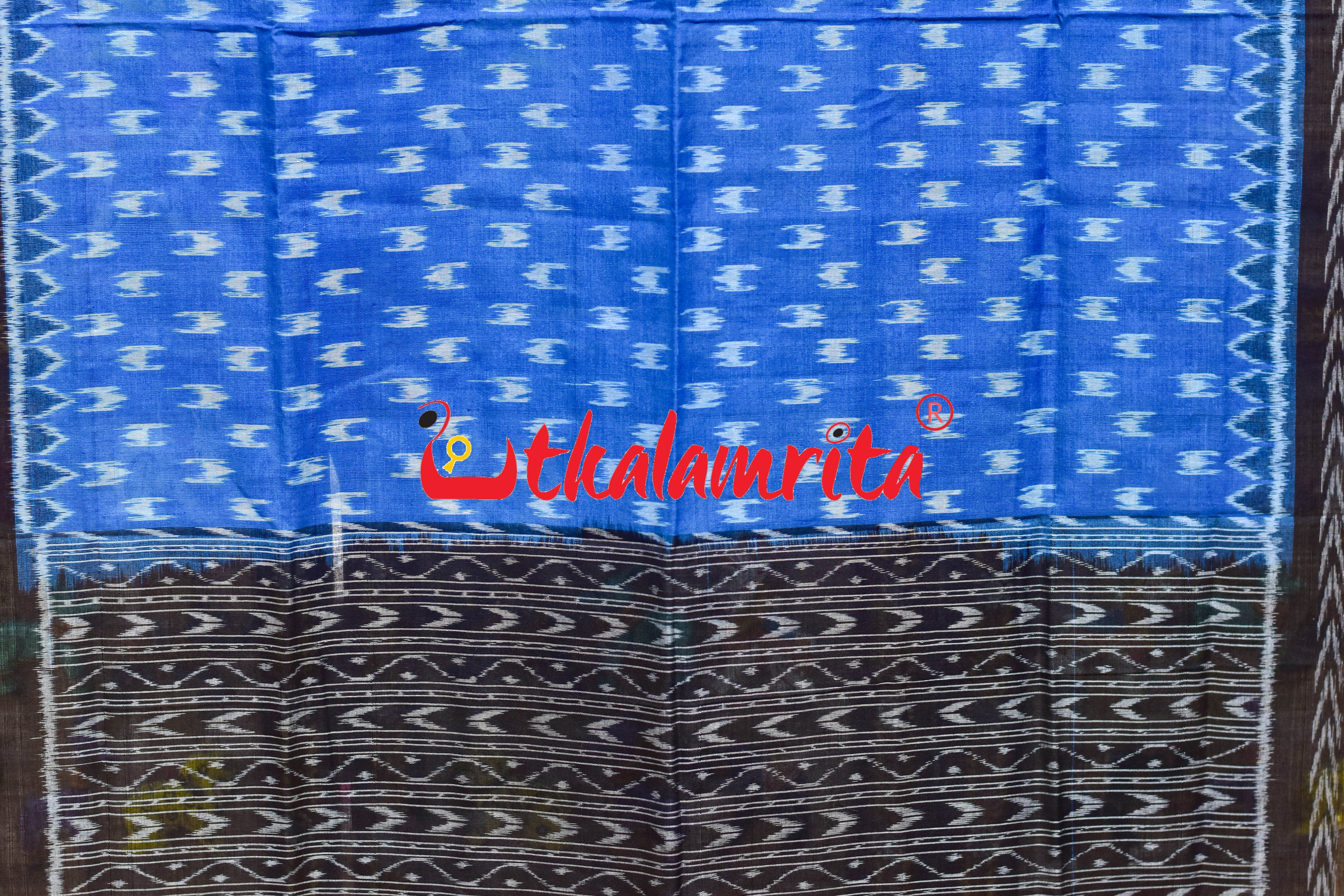Blue Black Dhanpatri Border Sambalpuri (Dupatta)