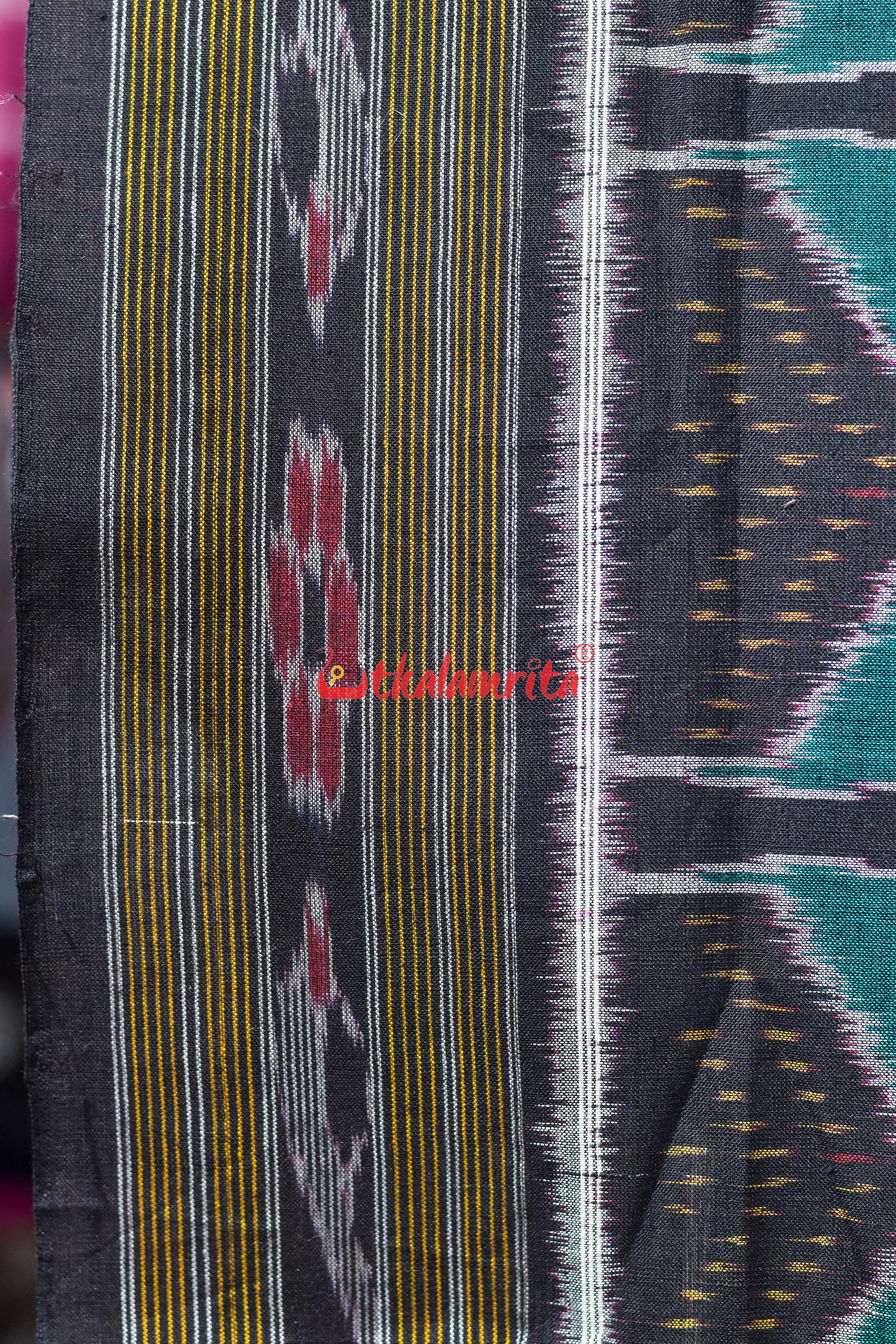 Black Elephant Scenery Khandua Cotton Saree