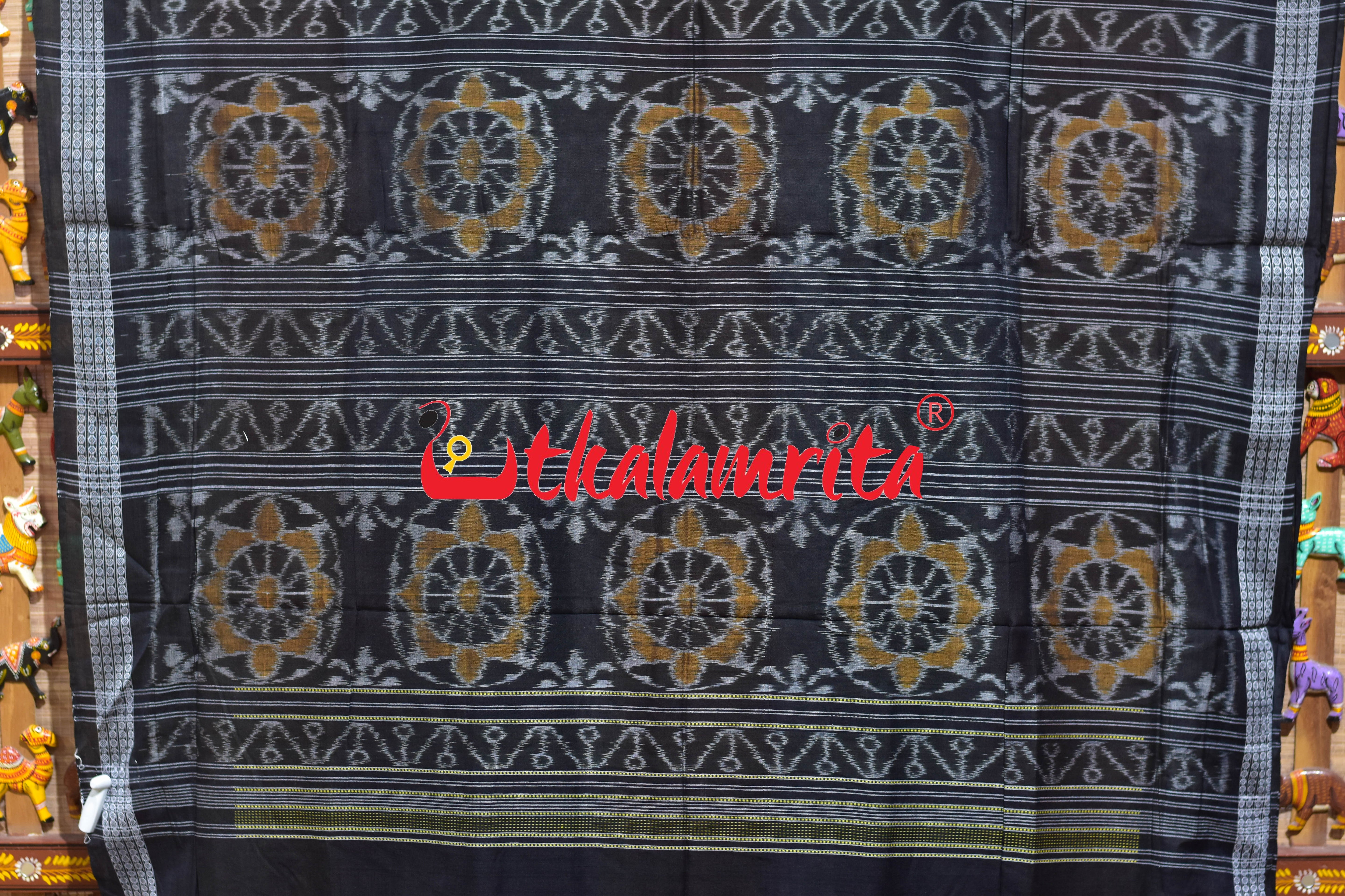 Egara Dhadiya Red Green White Sambalpuri Cotton Saree