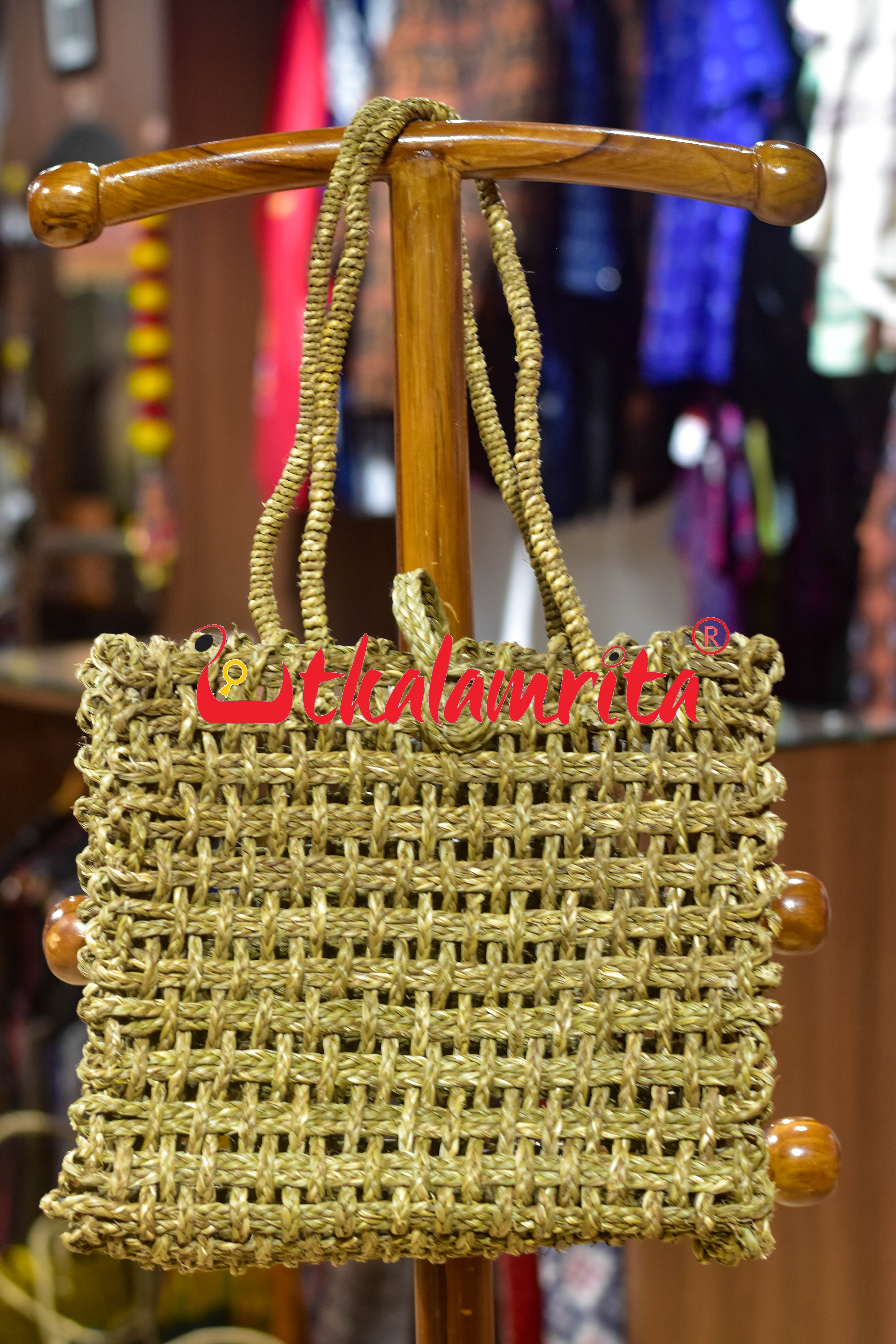 Sabai Grass Jali Bag Large (Natural)