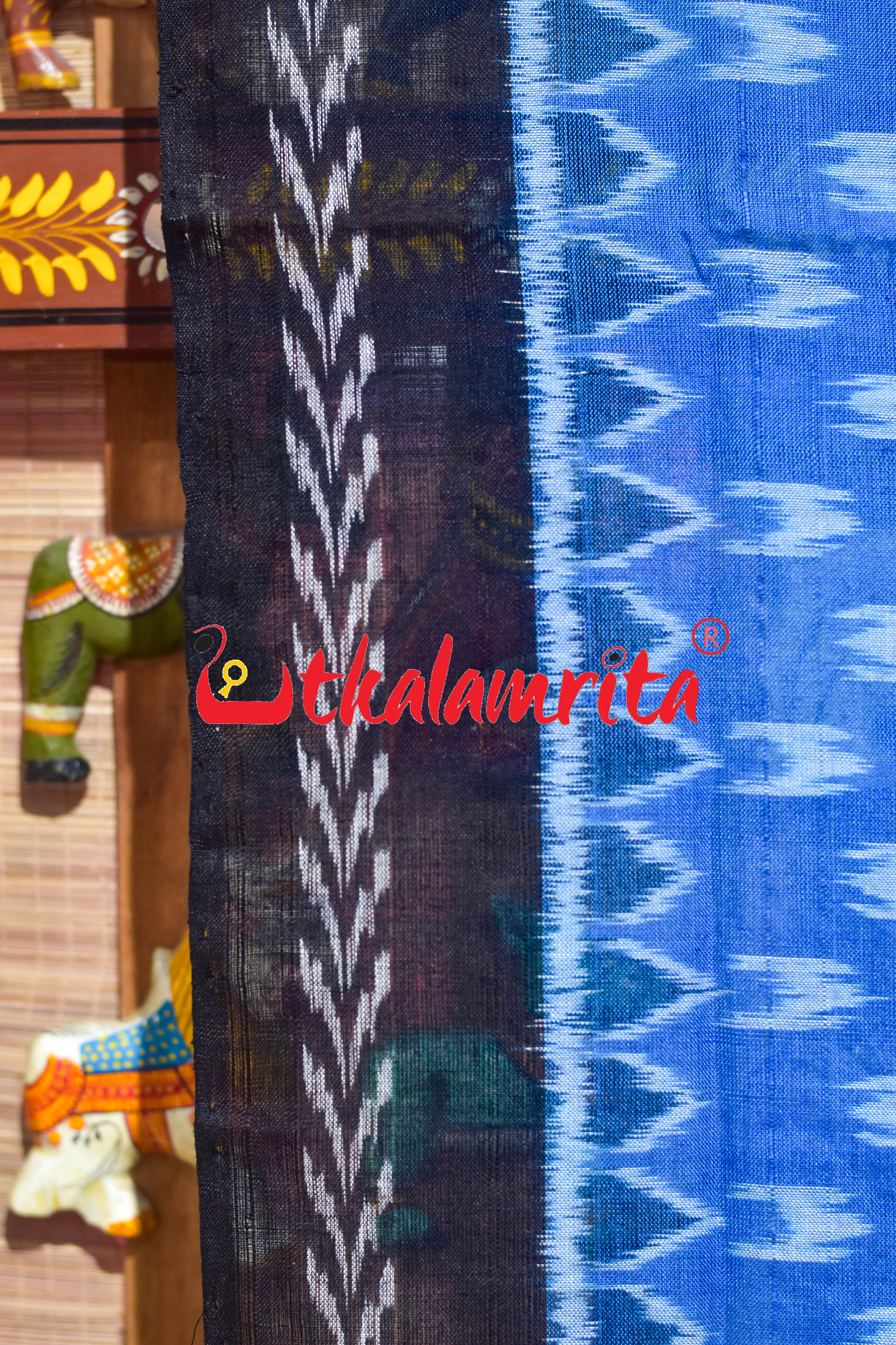 Blue Black Dhanpatri Border Sambalpuri (Dupatta)