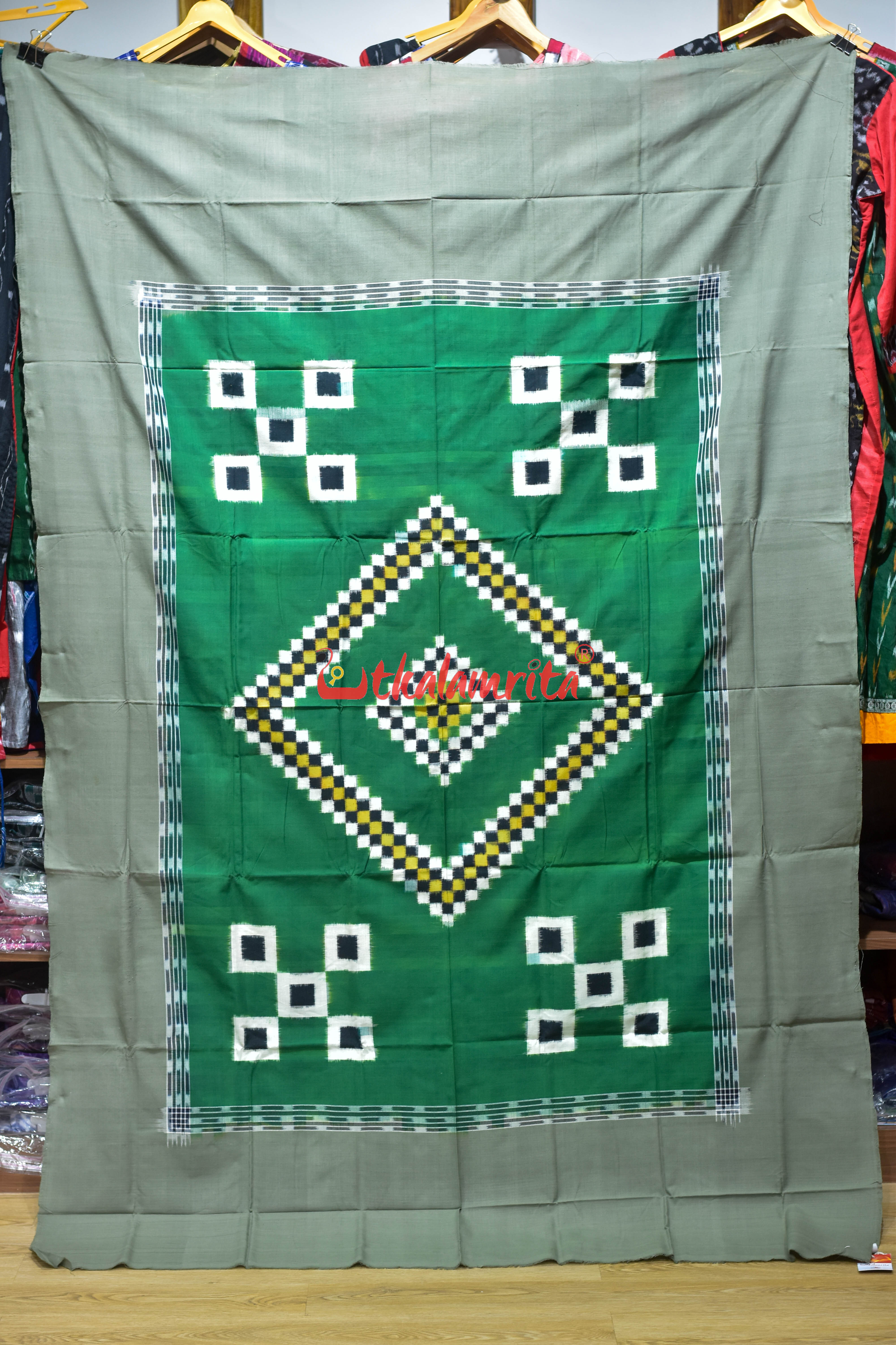Green Grey Line Pasapali Cotton (Single Bedsheet)