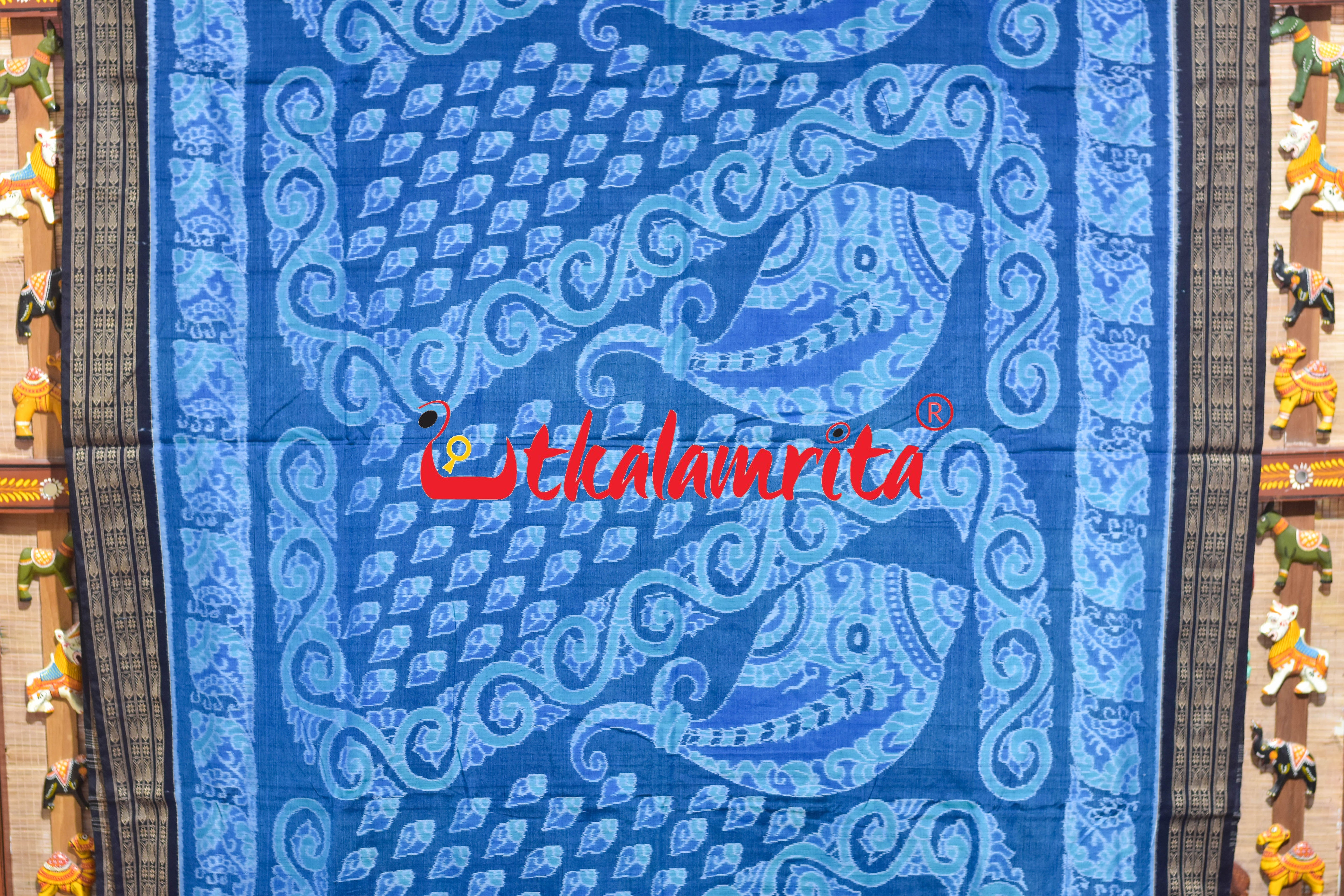 Special Sankha Blue Black Sambalpuri Cotton Saree