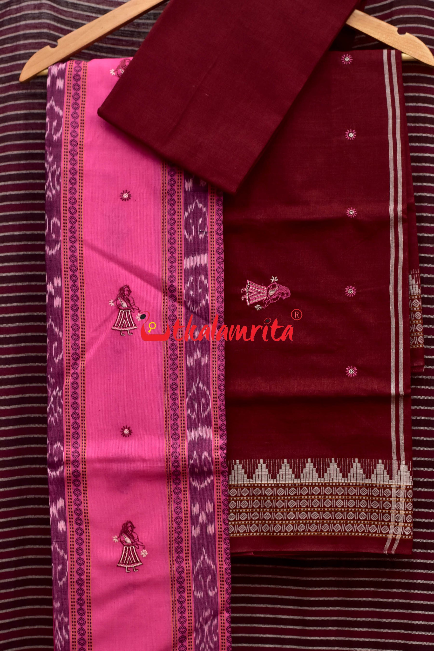 Pink Maroon Doll Bomkai Dress Set