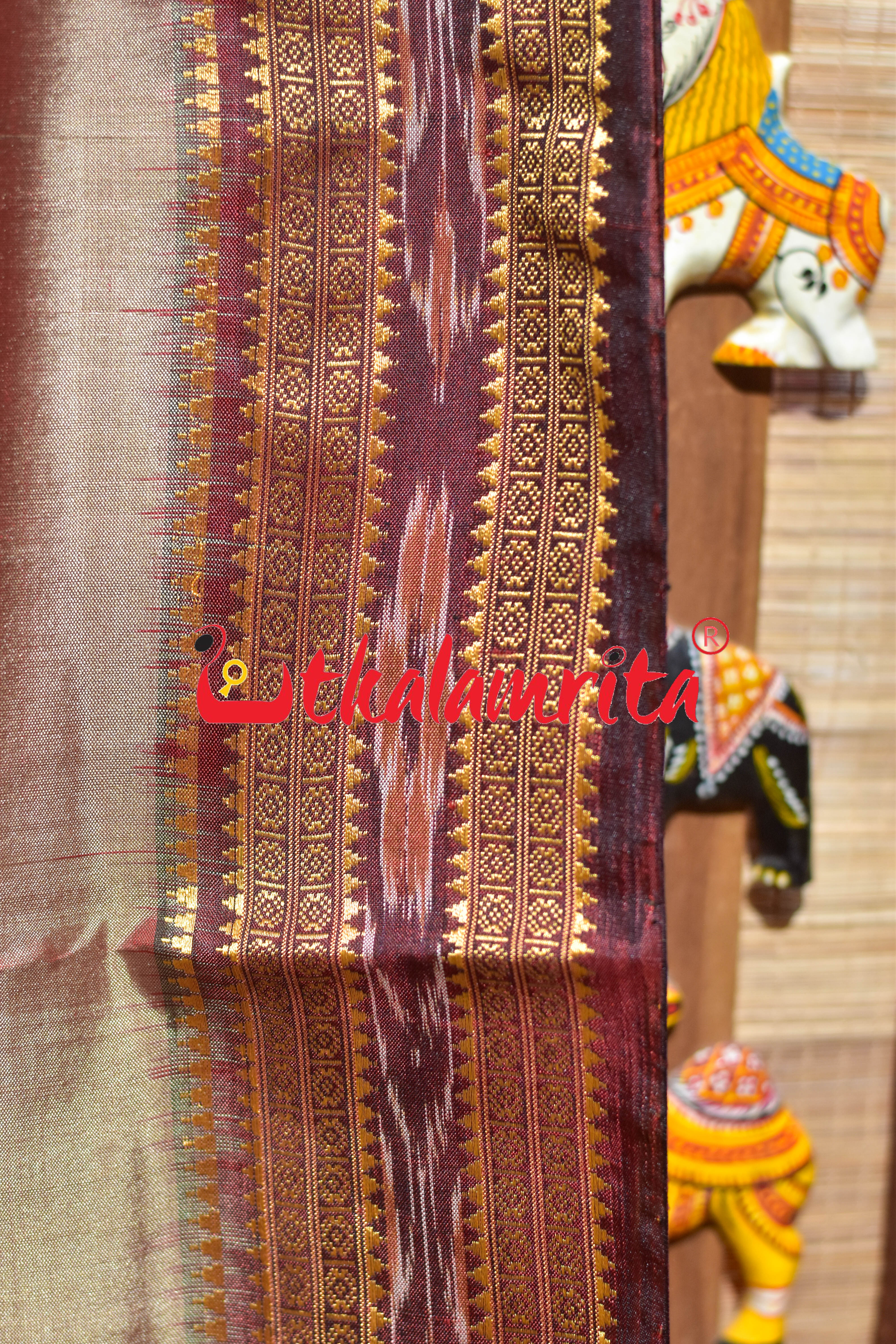 Rose Maroon Buti Khandua Silk Saree
