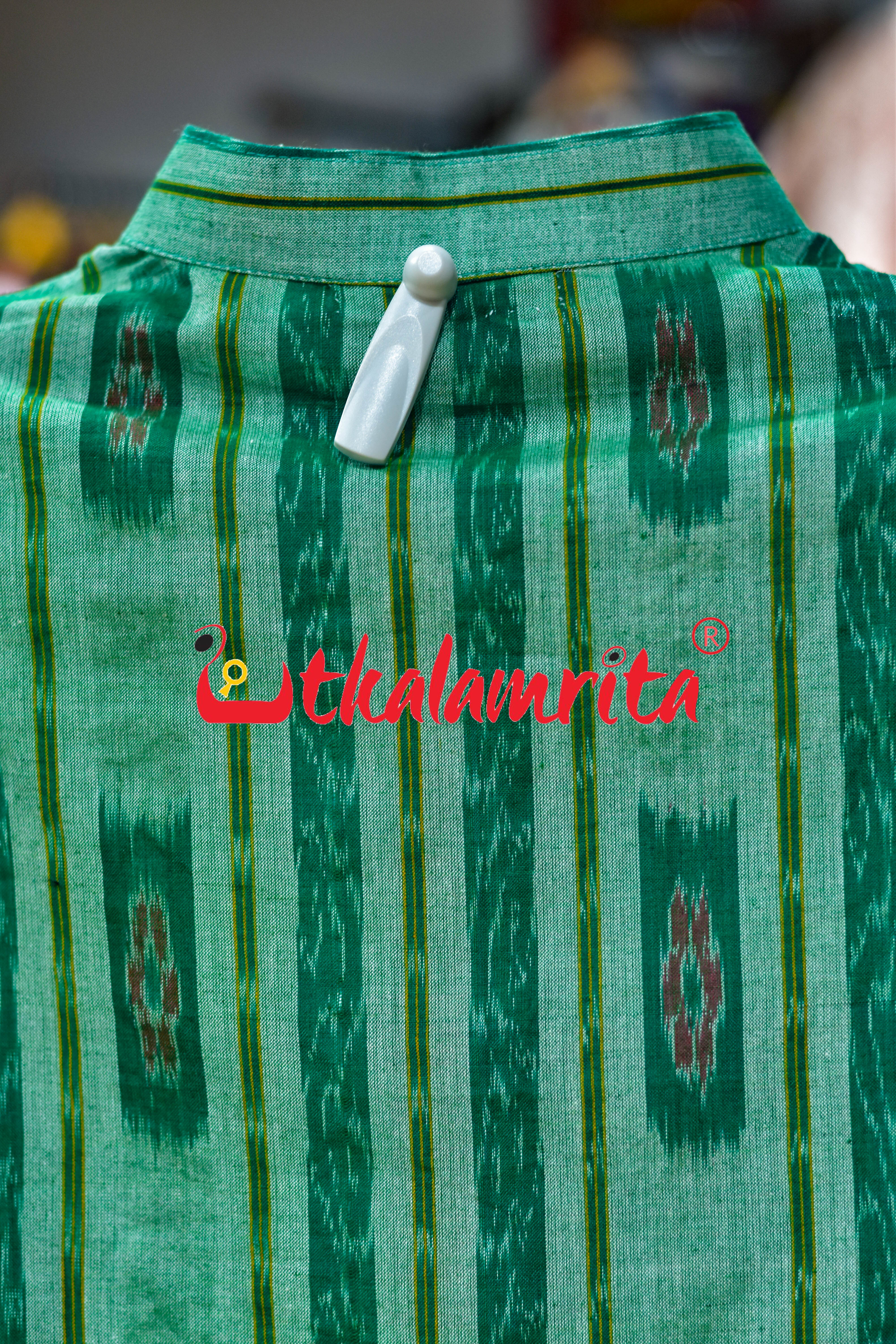 Light Green Box Flower Bandha (Men's Half Kurta)