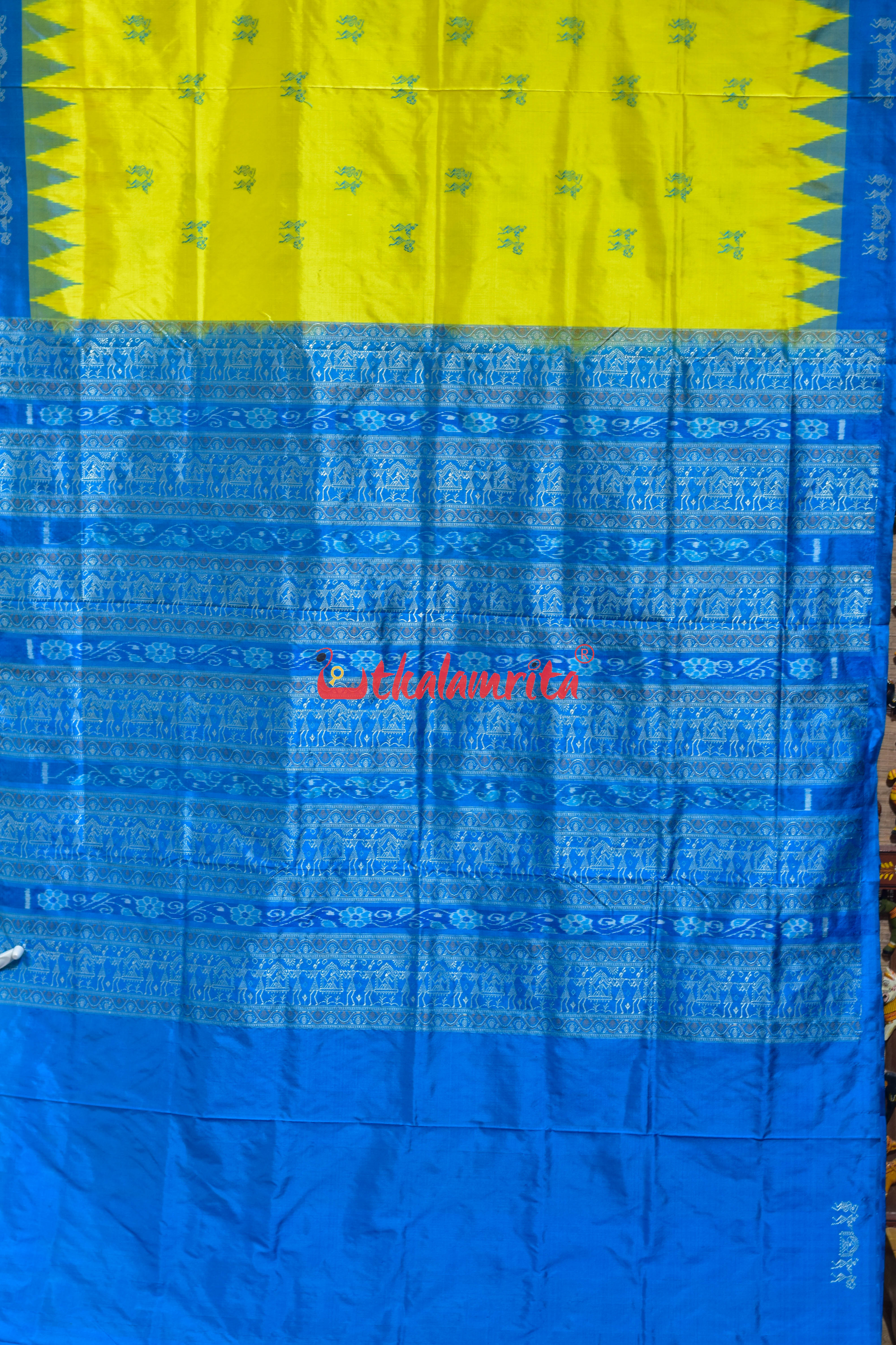Yellow Copper Sulphate Sabari Bomkai Silk Saree