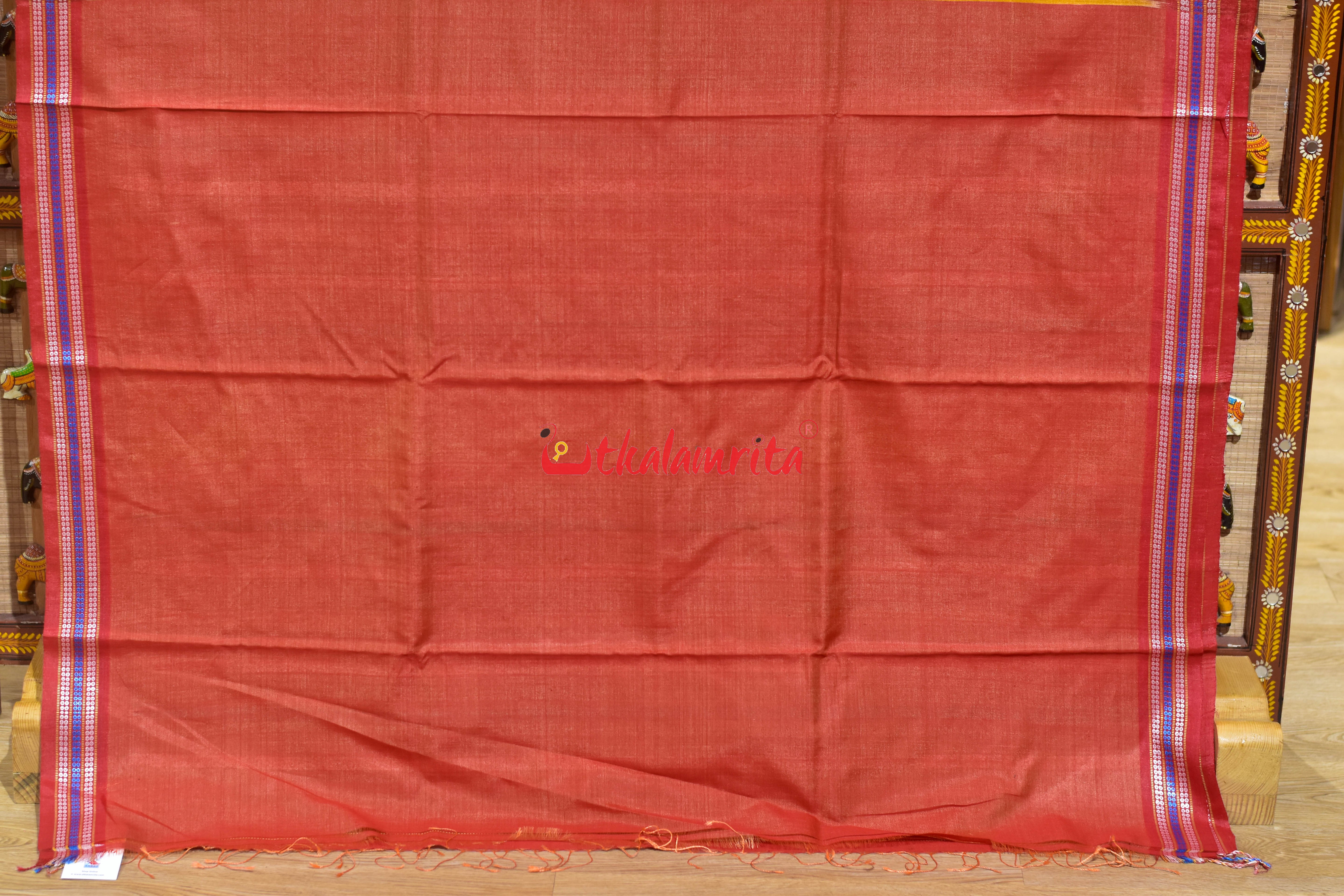 Golden Red Kathifera Gopalpur Tussar Silk Saree