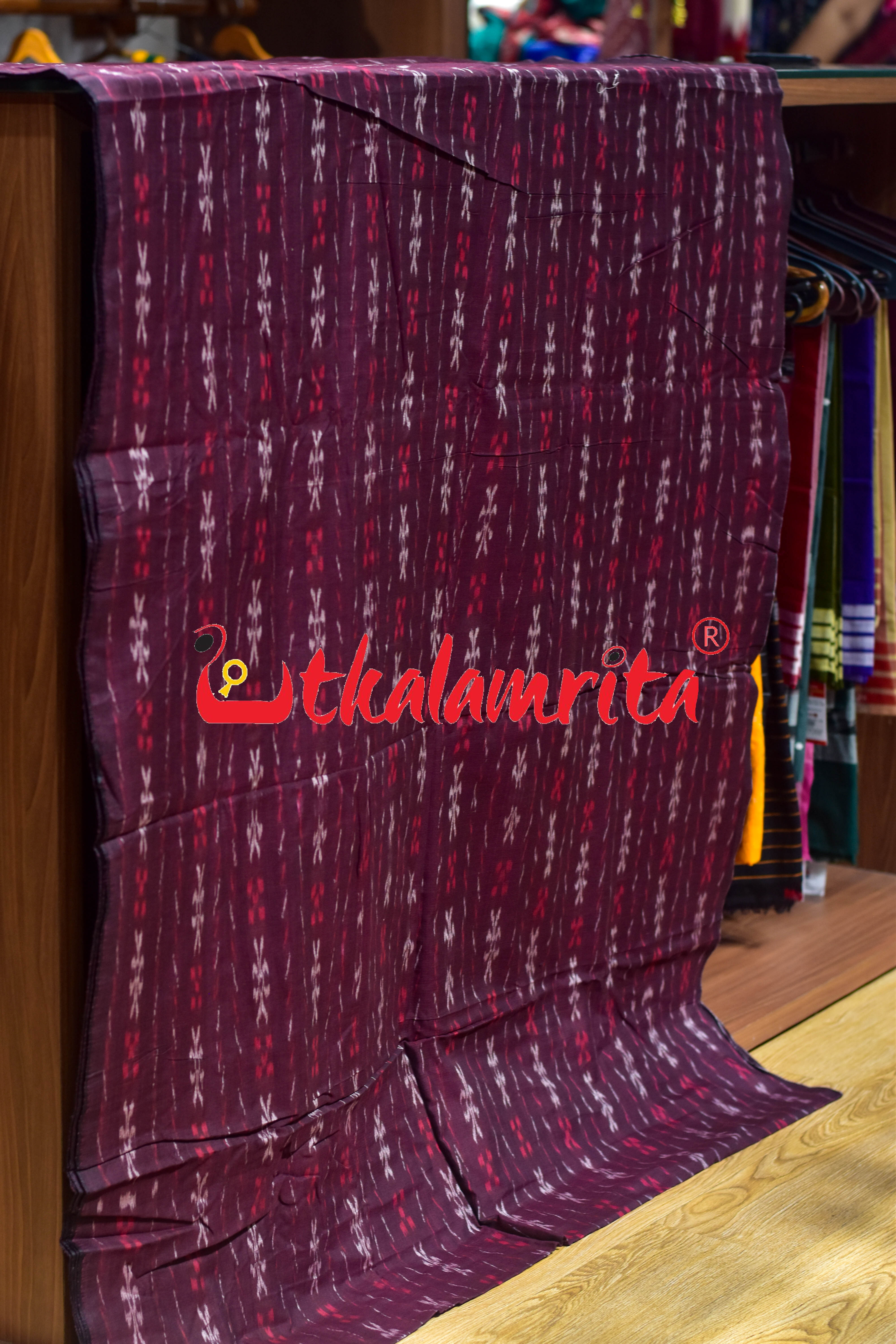 Maroon Pasapali Paper Design Cotton (Fabric)