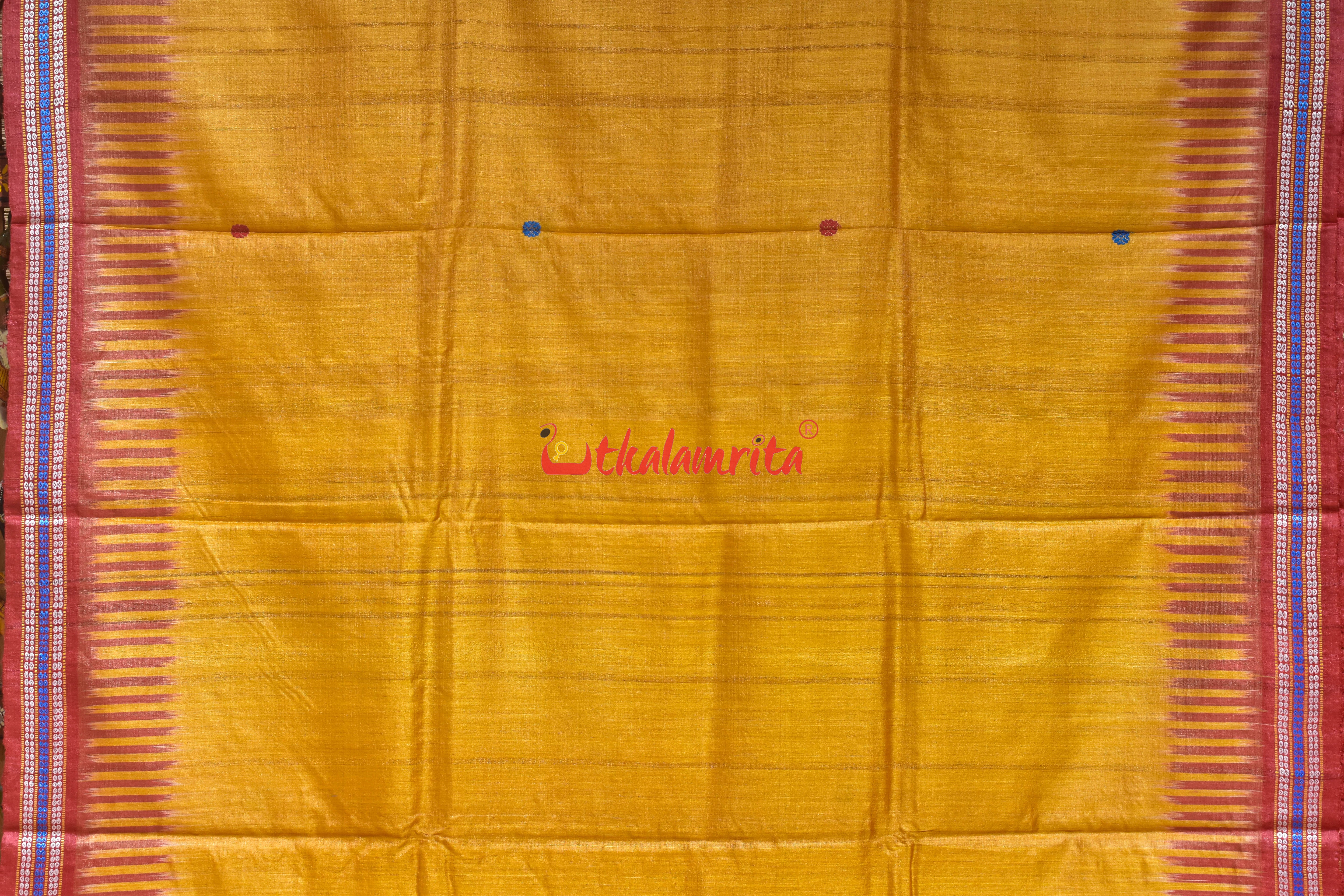 Golden Red Kathifera Gopalpur Tussar Silk Saree