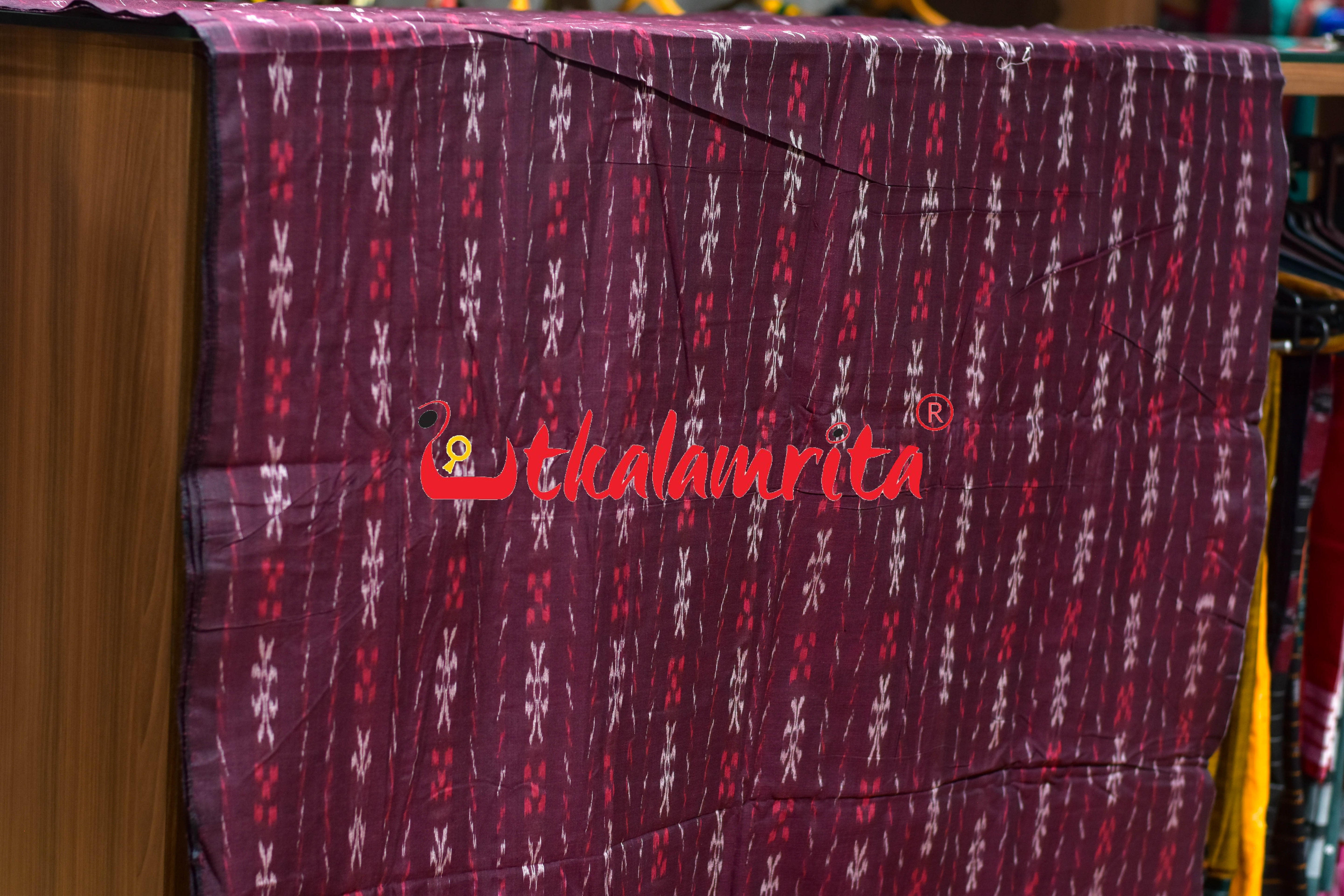 Maroon Pasapali Paper Design Cotton (Fabric)