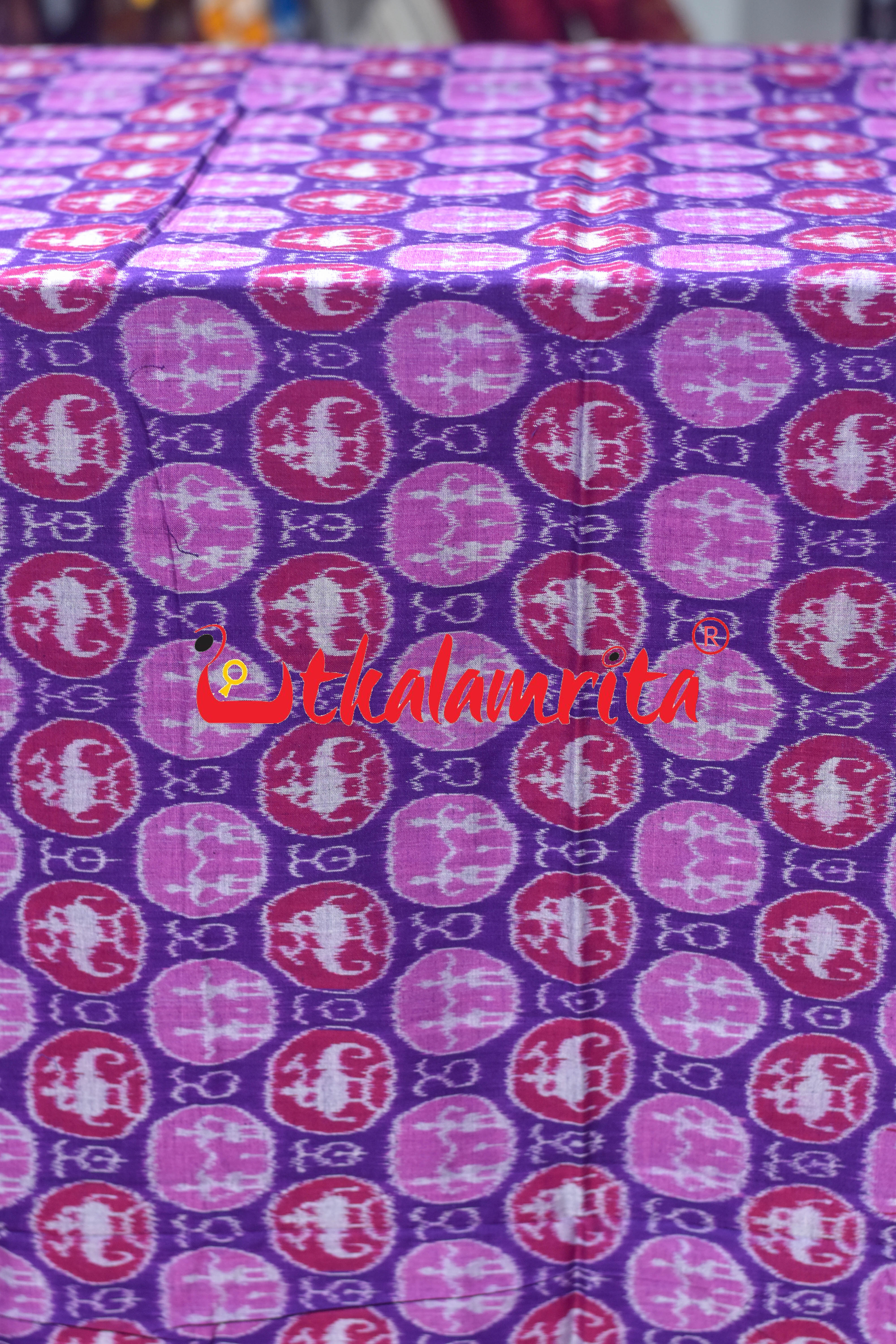Violet Maroon Jodi Tribals Sambalpuri Cotton (Fabric)