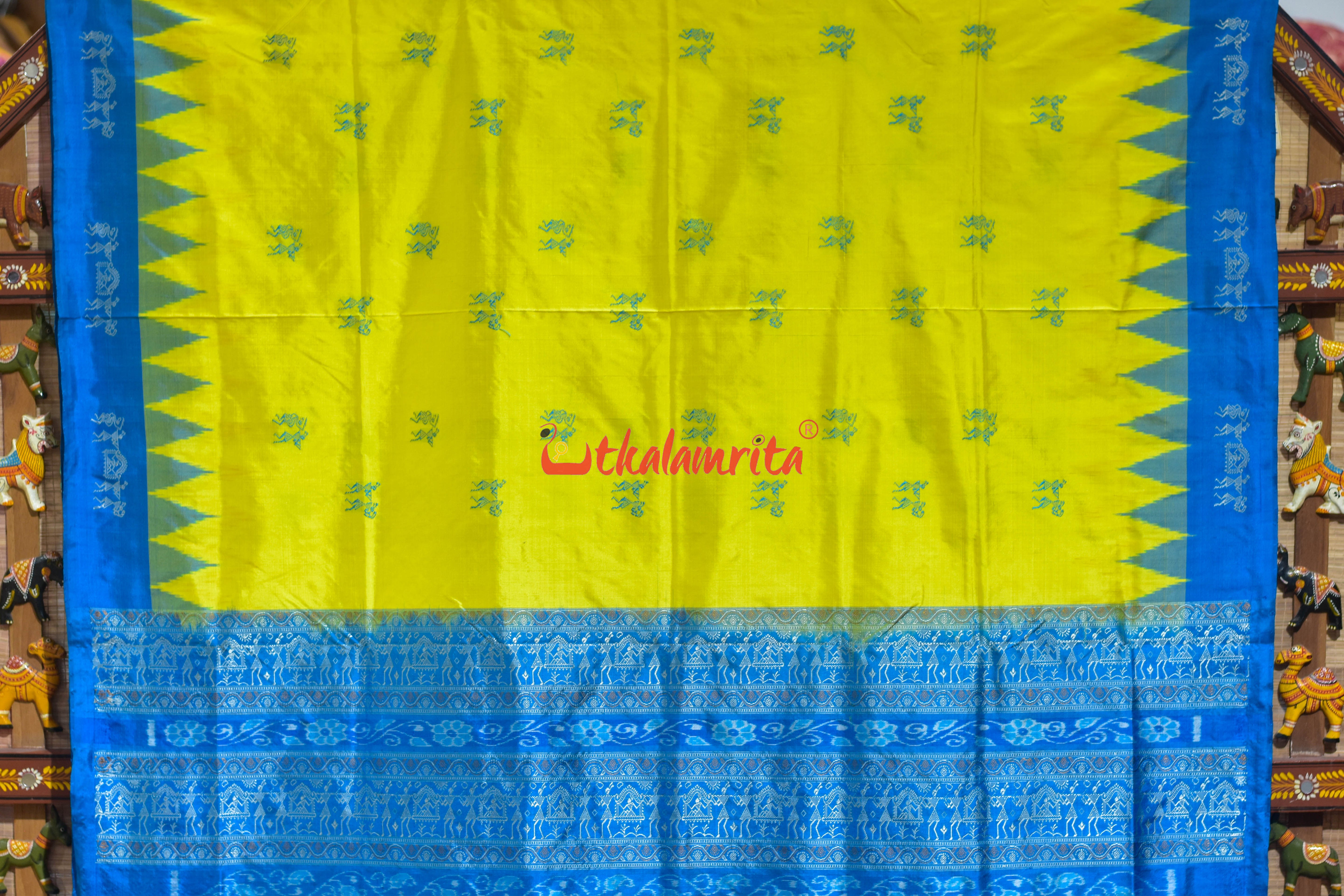 Yellow Copper Sulphate Sabari Bomkai Silk Saree