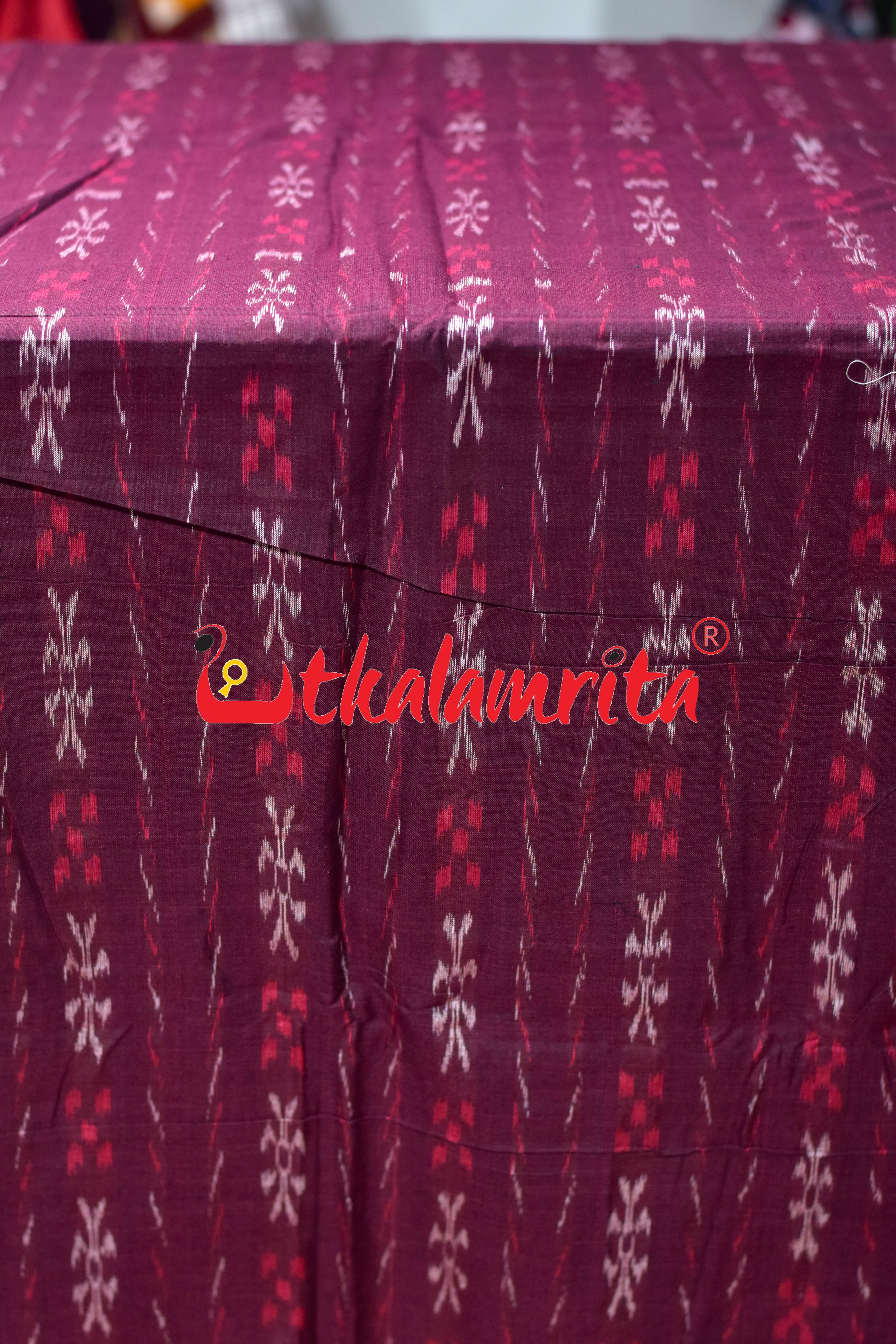 Maroon Pasapali Paper Design Cotton (Fabric)