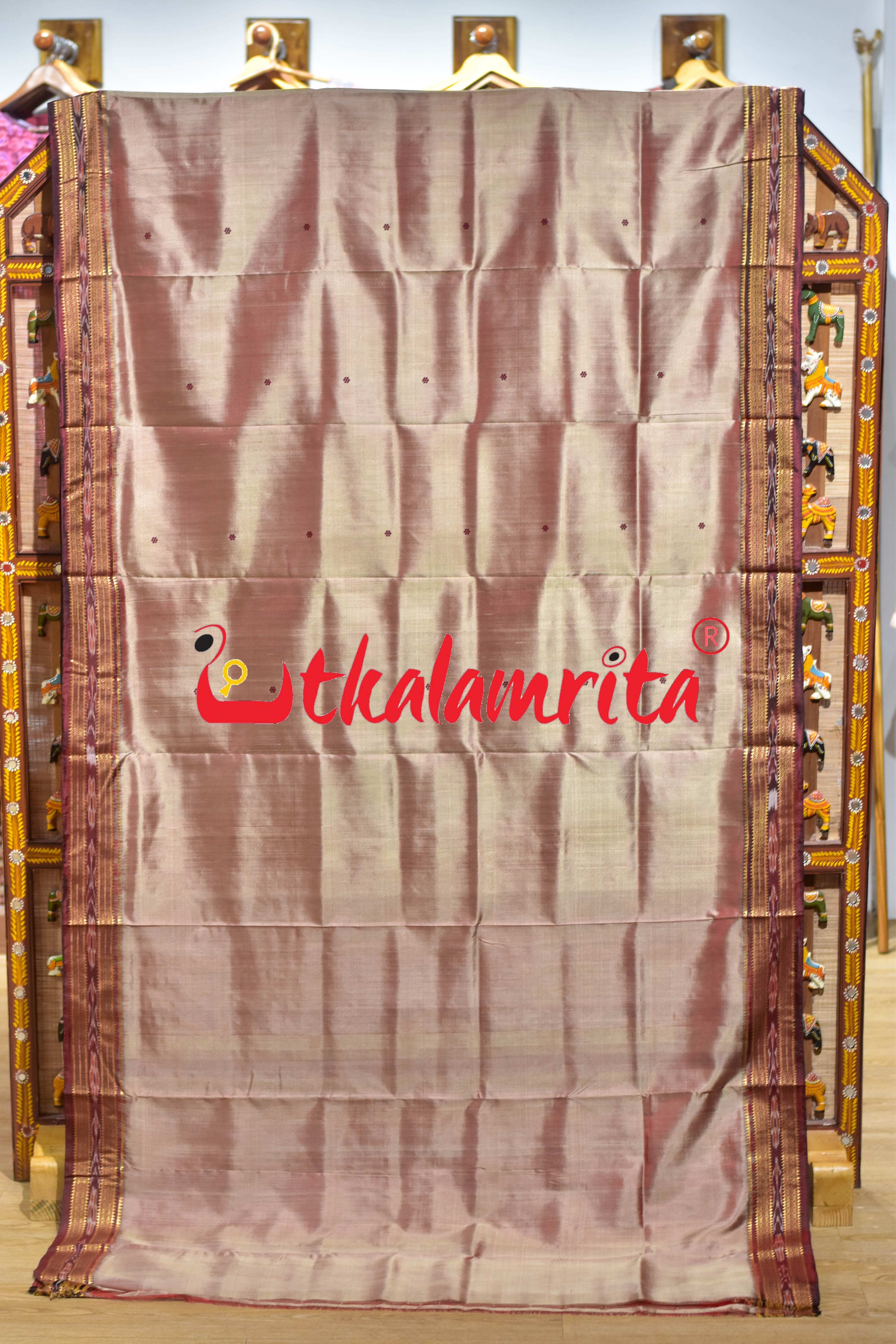Rose Maroon Buti Khandua Silk Saree