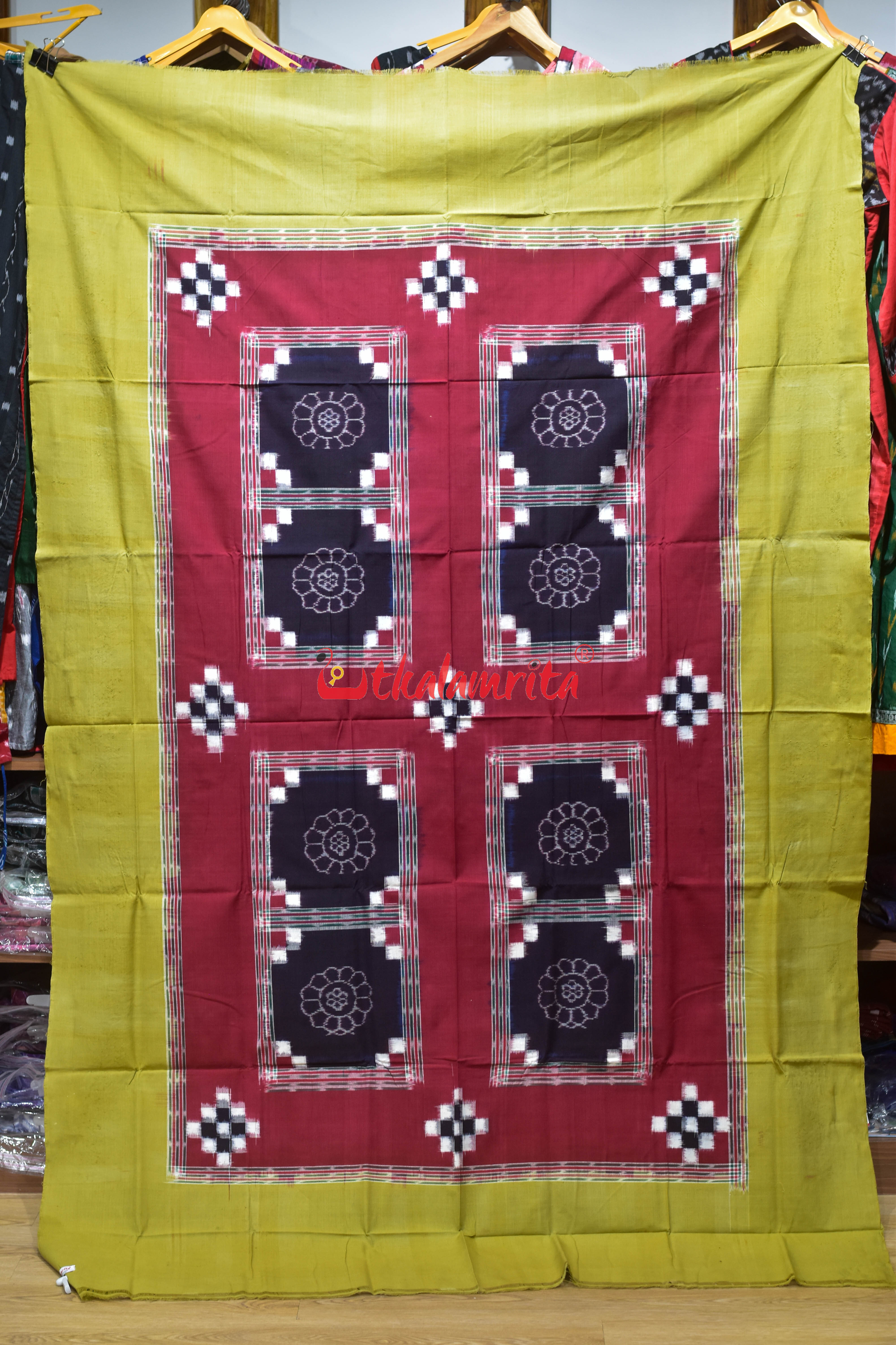 Khaki Blue Flower Bandha Cotton (Single Bedsheet)