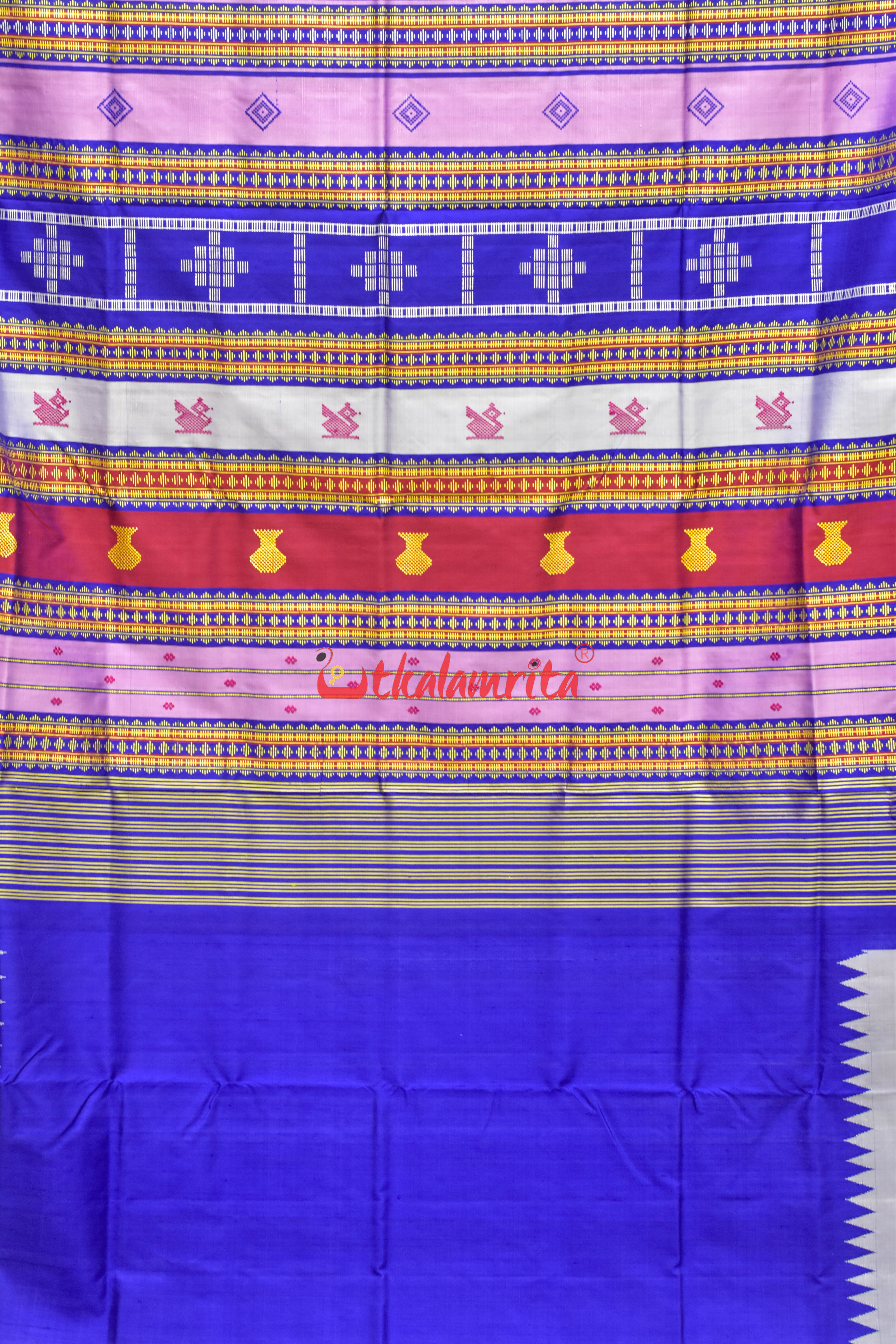 Steel Grey Double Anchal Berhampuri Silk Saree