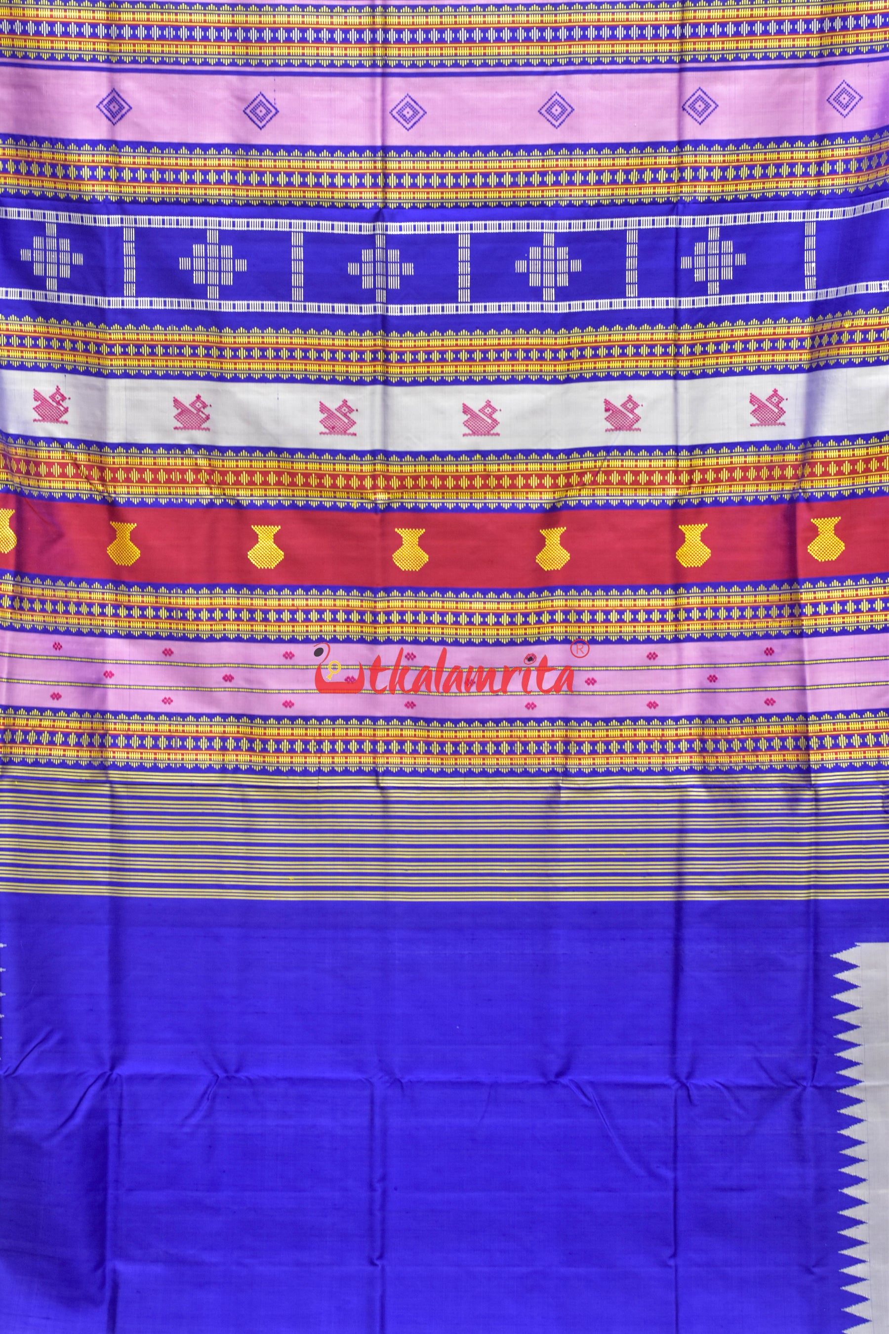 Steel Grey Double Anchal Berhampuri Silk Saree