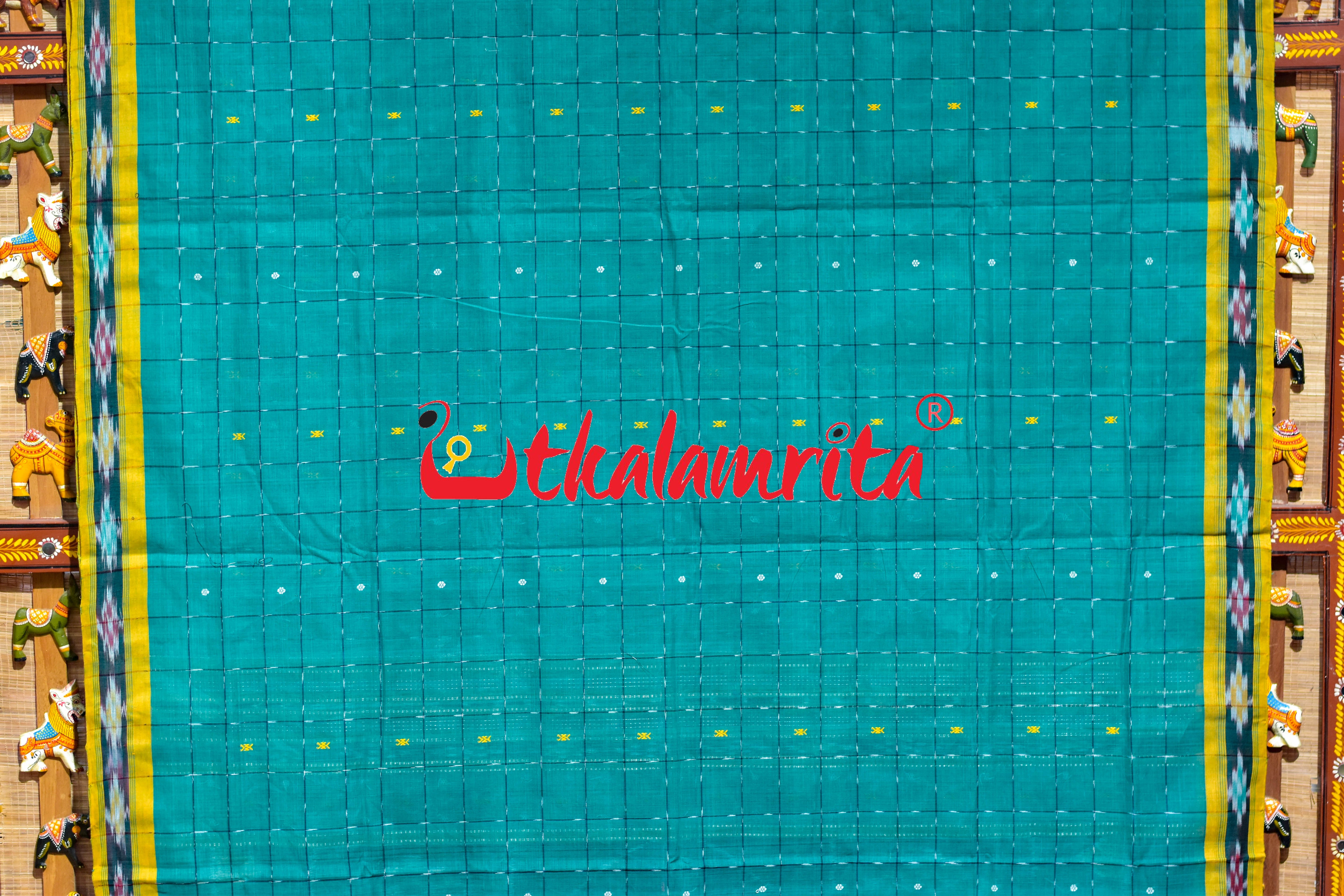 26 Squares Green Pittala Single Cotton Saree