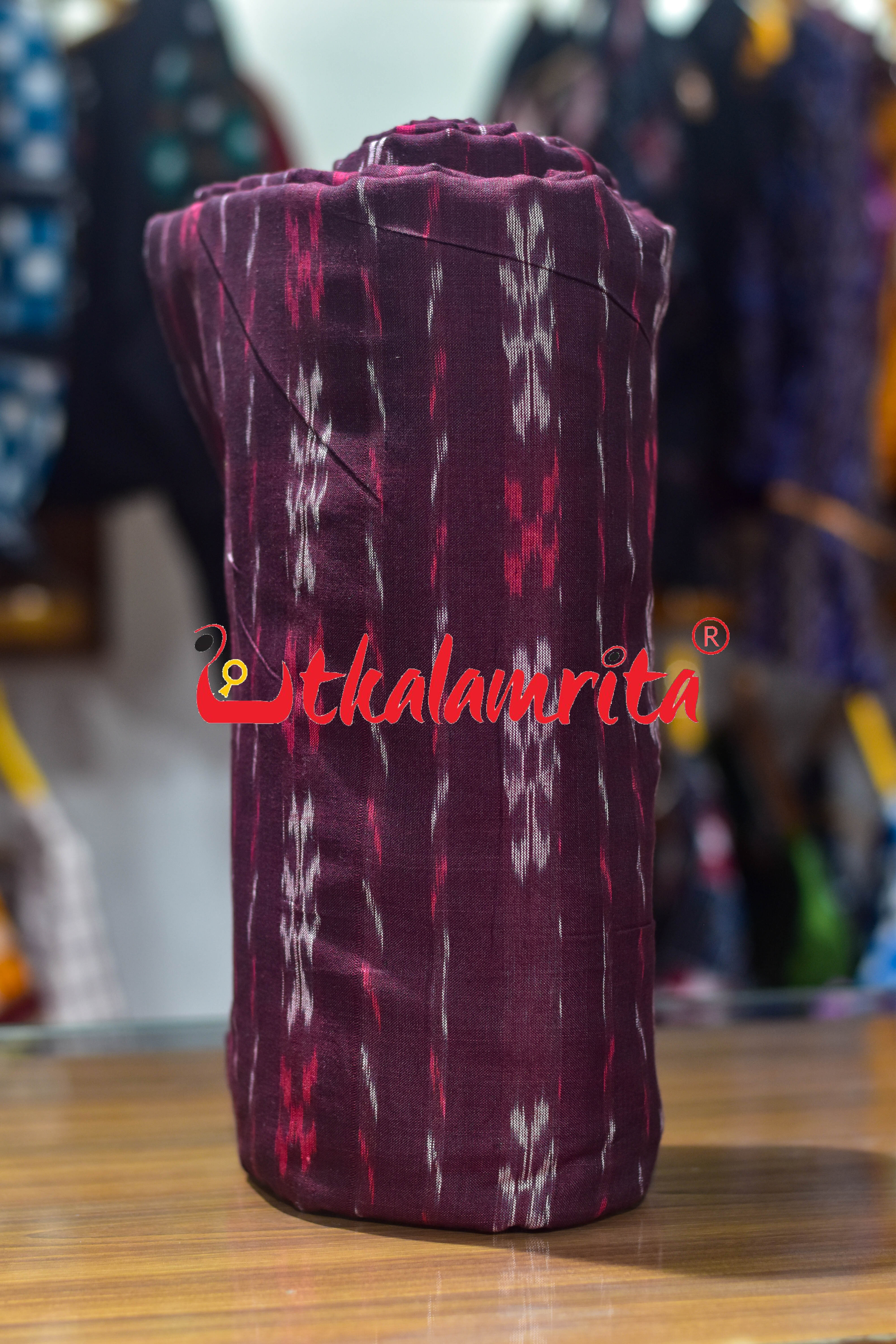 Maroon Pasapali Paper Design Cotton (Fabric)