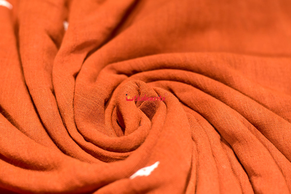 Rust Orange White Buti Kotpad (Fabric)