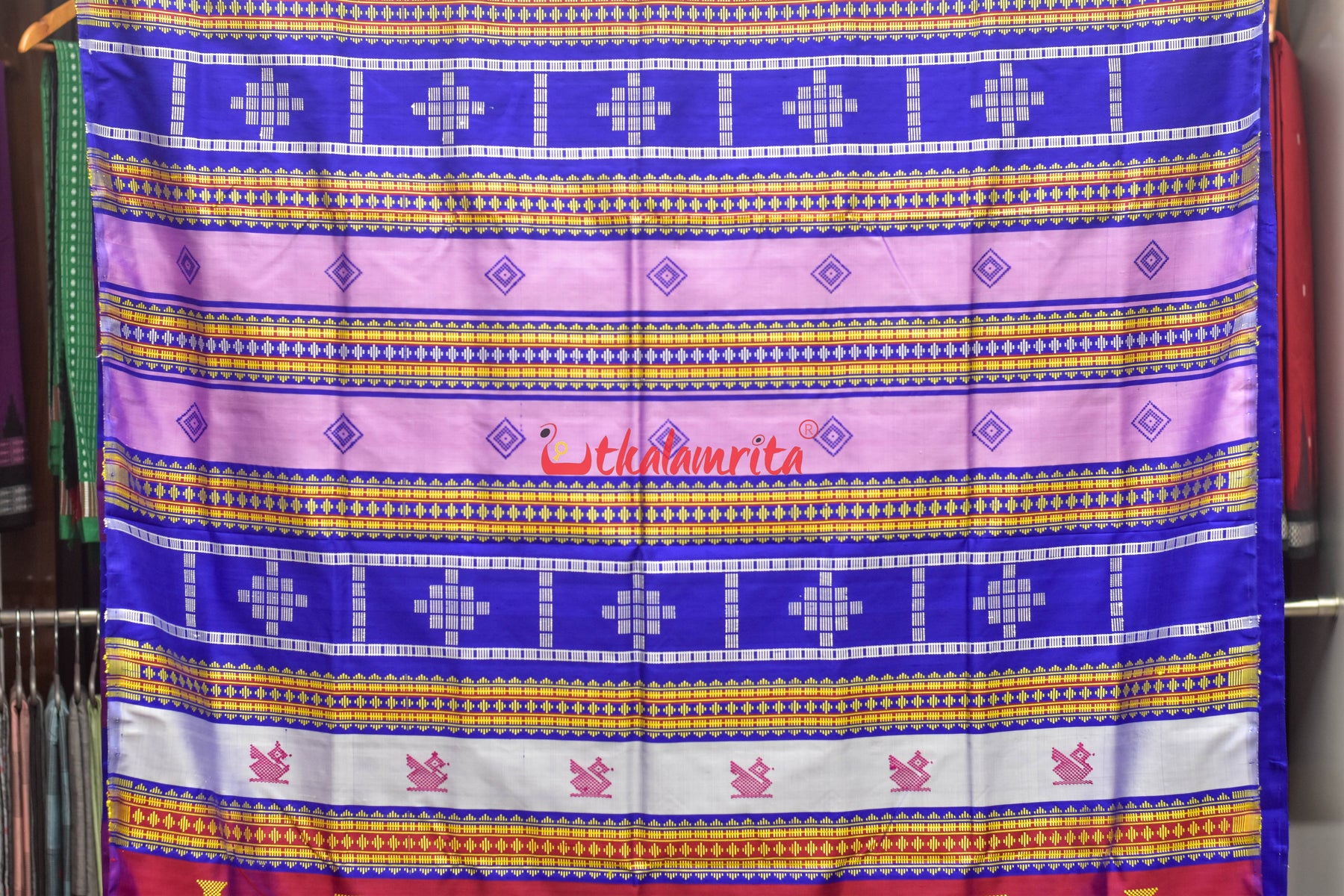 Steel Grey Double Anchal Berhampuri Silk Saree